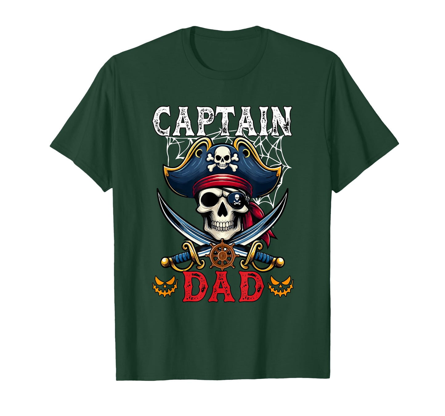 Captain Dad Halloween Horror Skull As Pirate Costume Men T-Shirt
