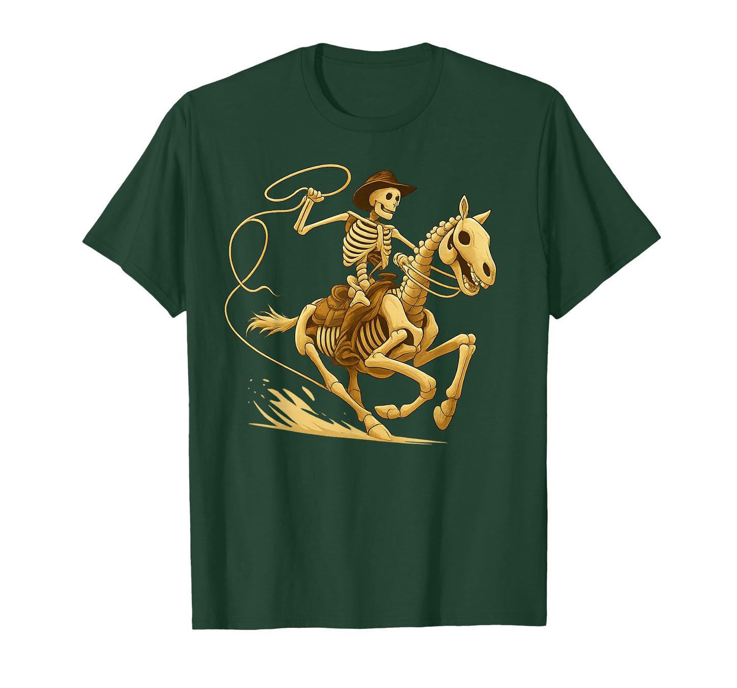 Halloween Cowboy Horse Riding Skeleton Costume T-Shirt