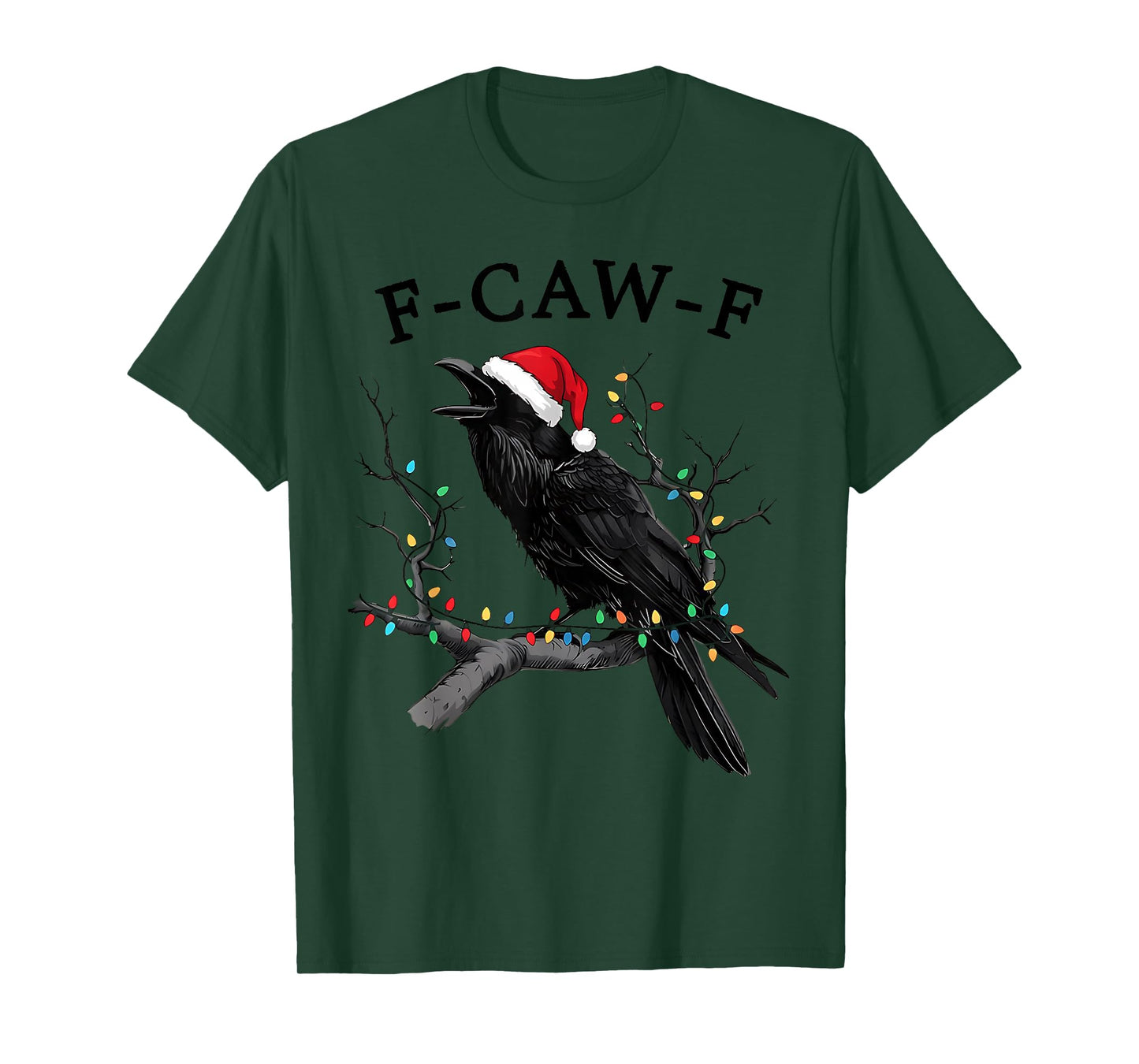 Black Crow, F-Caw-F Funny Christmas Raven Santa Hat Xmas PJs T-Shirt