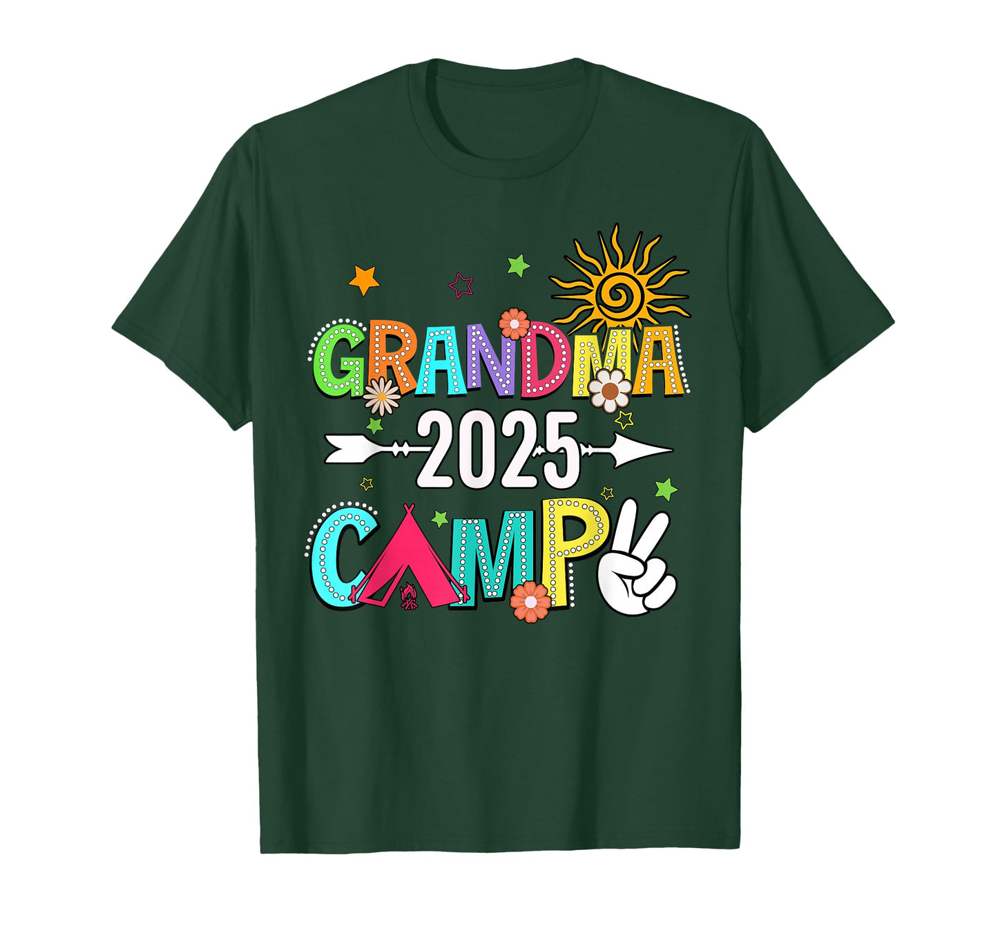 Grandma Camp 2025 Family Vacation Summer Camping Crew Kids T-Shirt