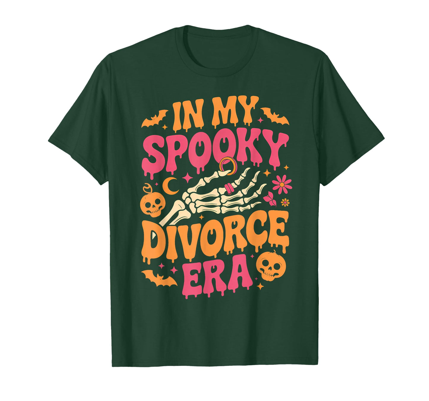 in My Spooky Divorce Era Halloween Retro Skeleton Hand T-Shirt
