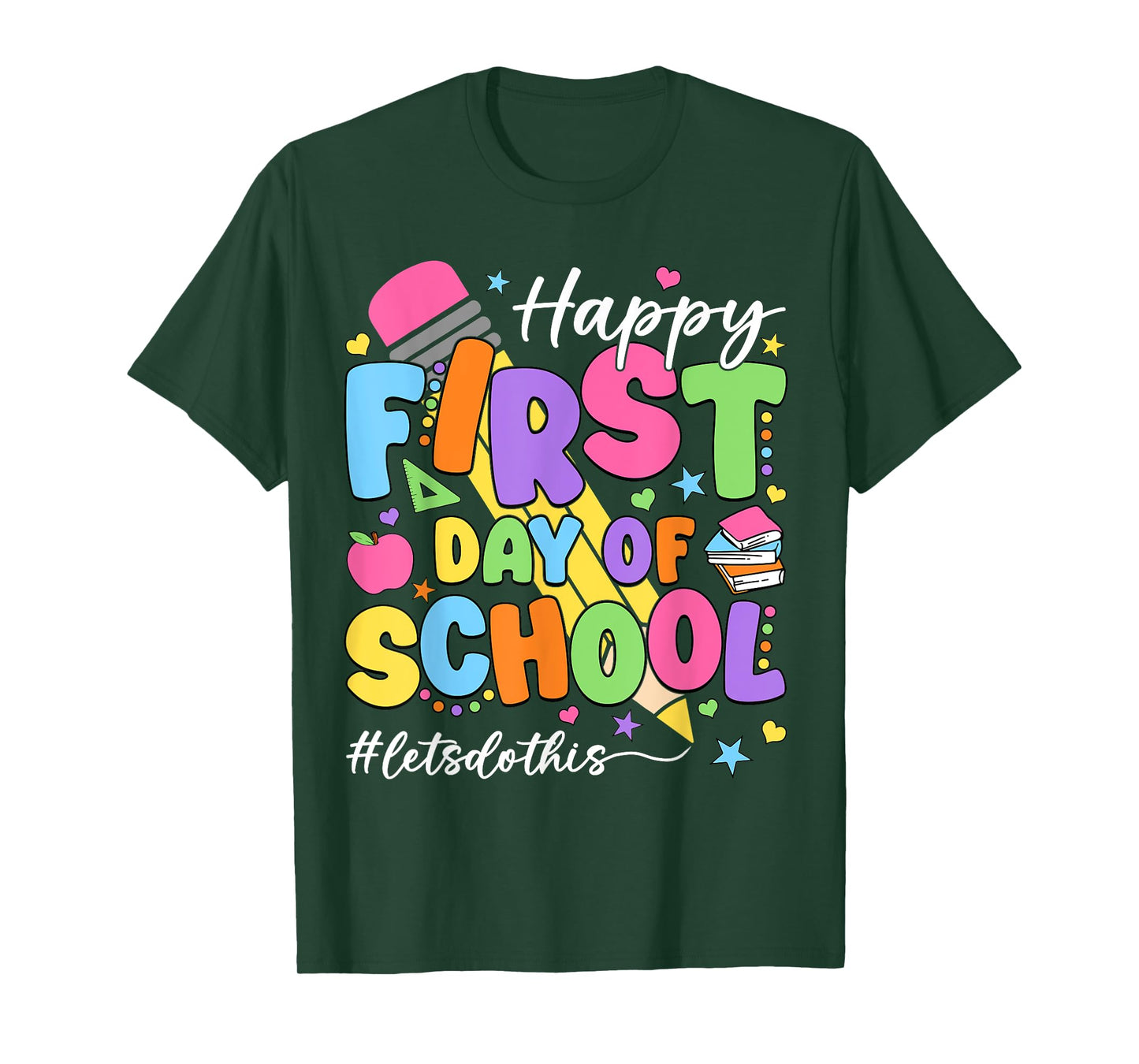 Happy First Day Of School Pencil Teacher Kids Back To School T-Shirt