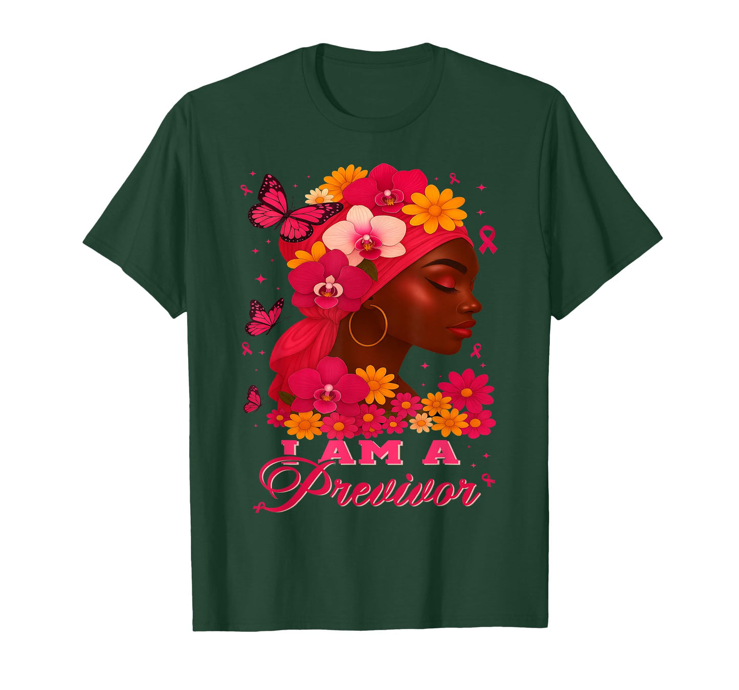 I Am A Previvor Pink Ribbon Breast Cancer Awareness Warrior T-Shirt