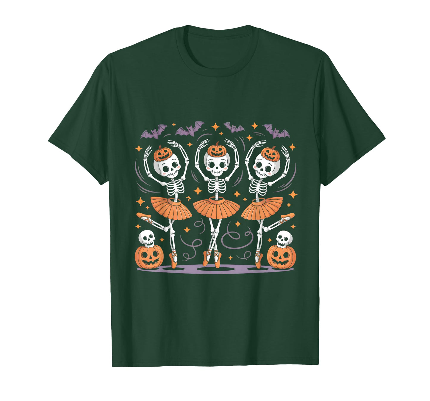 Ballet Pumpkin Skeleton Scary Halloween Men Women Boys Girl T-Shirt