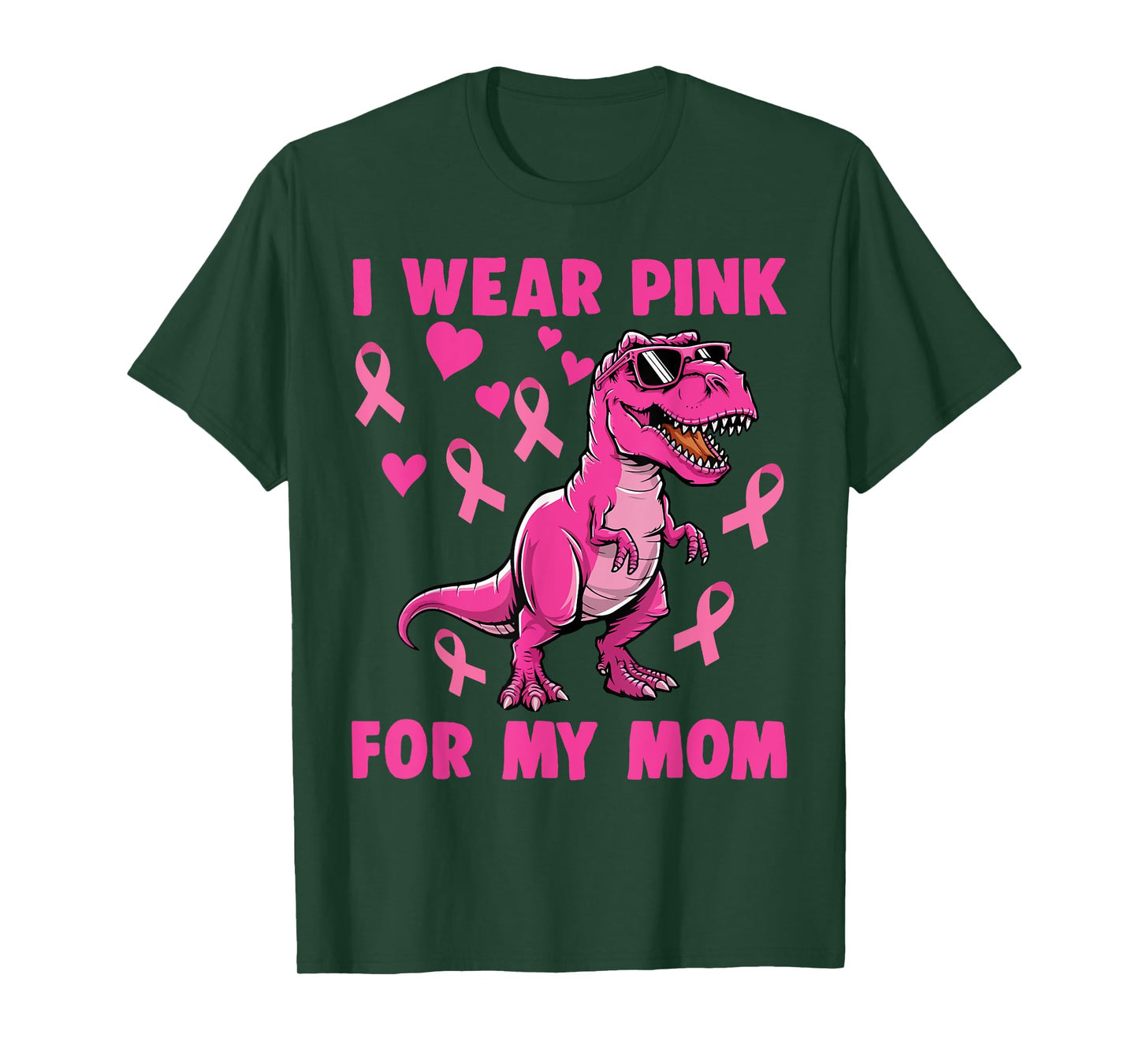 I Wear Pink For My Mom T-rex Dinosaur Breast Cancer T-Shirt