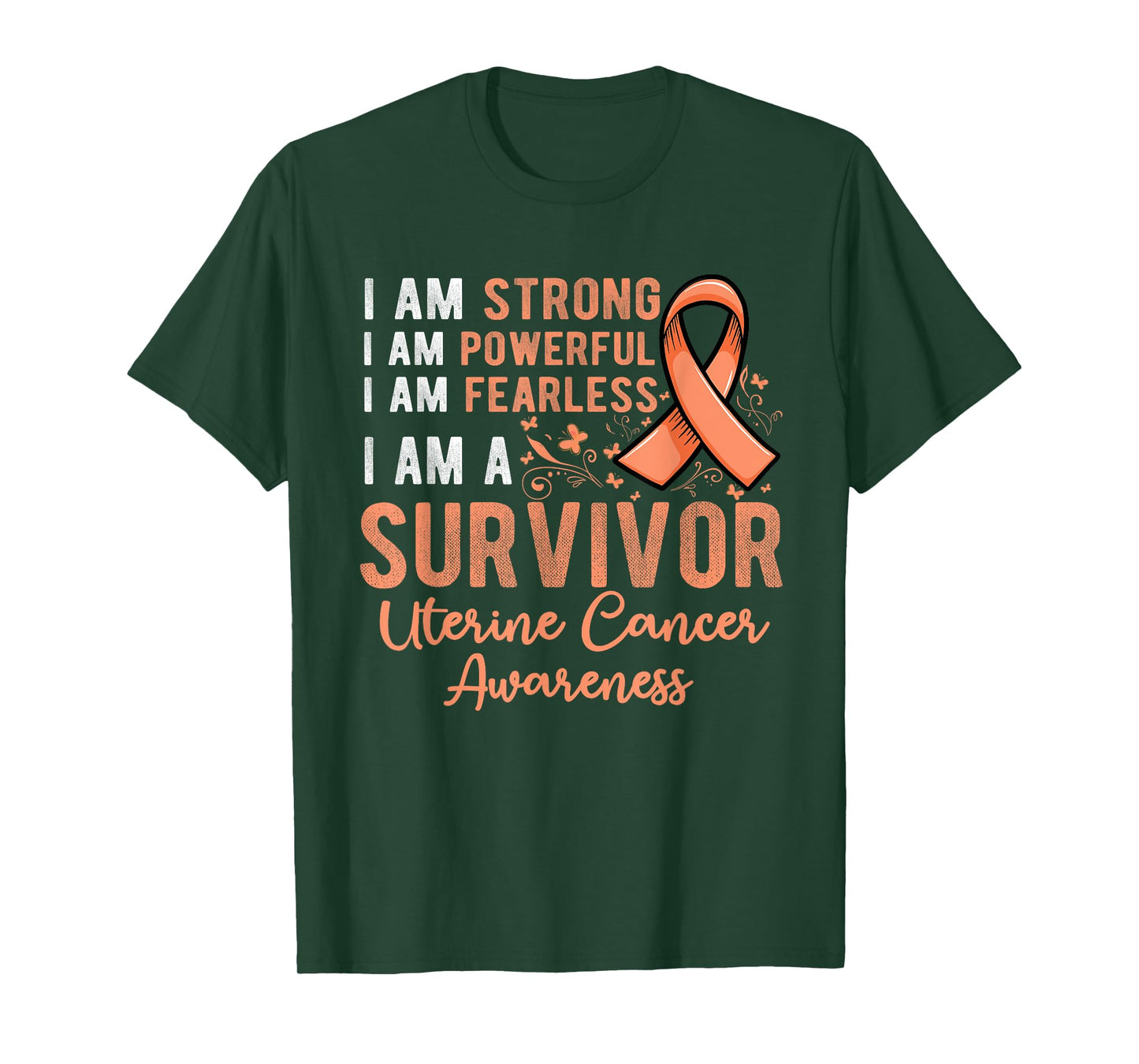 Peach ribbon support survivor of uterine cancer awareness T-Shirt
