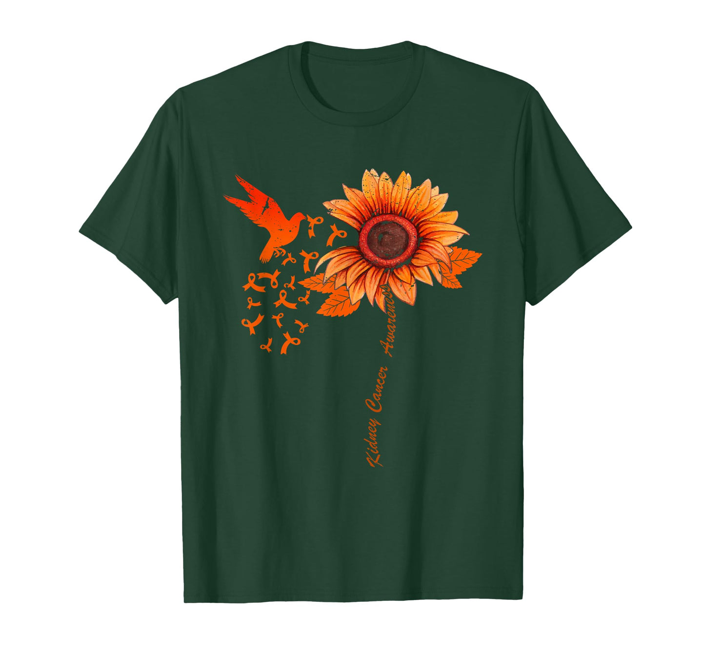 Floral Kidney Cancer Awareness Month Orange Ribbon T-Shirt