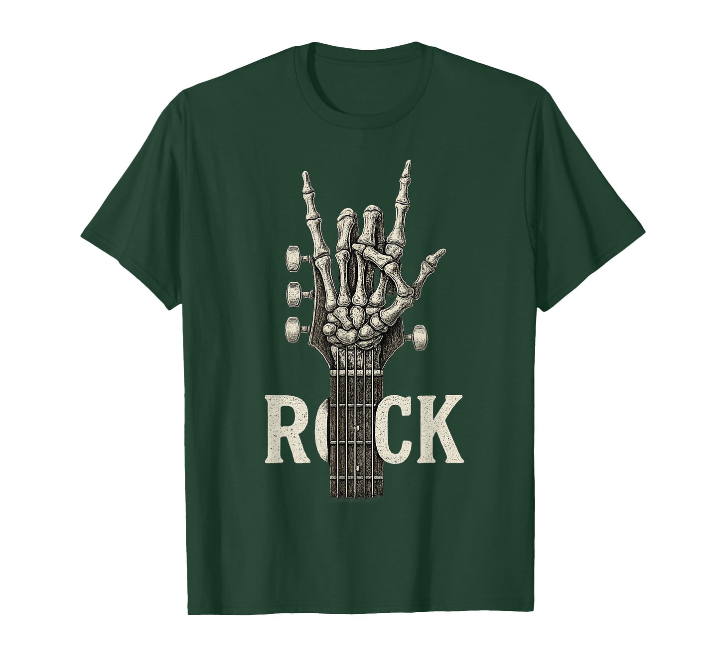 Rock On Skeleton Hand Guitar Guitarist Rock Band Halloween T-Shirt