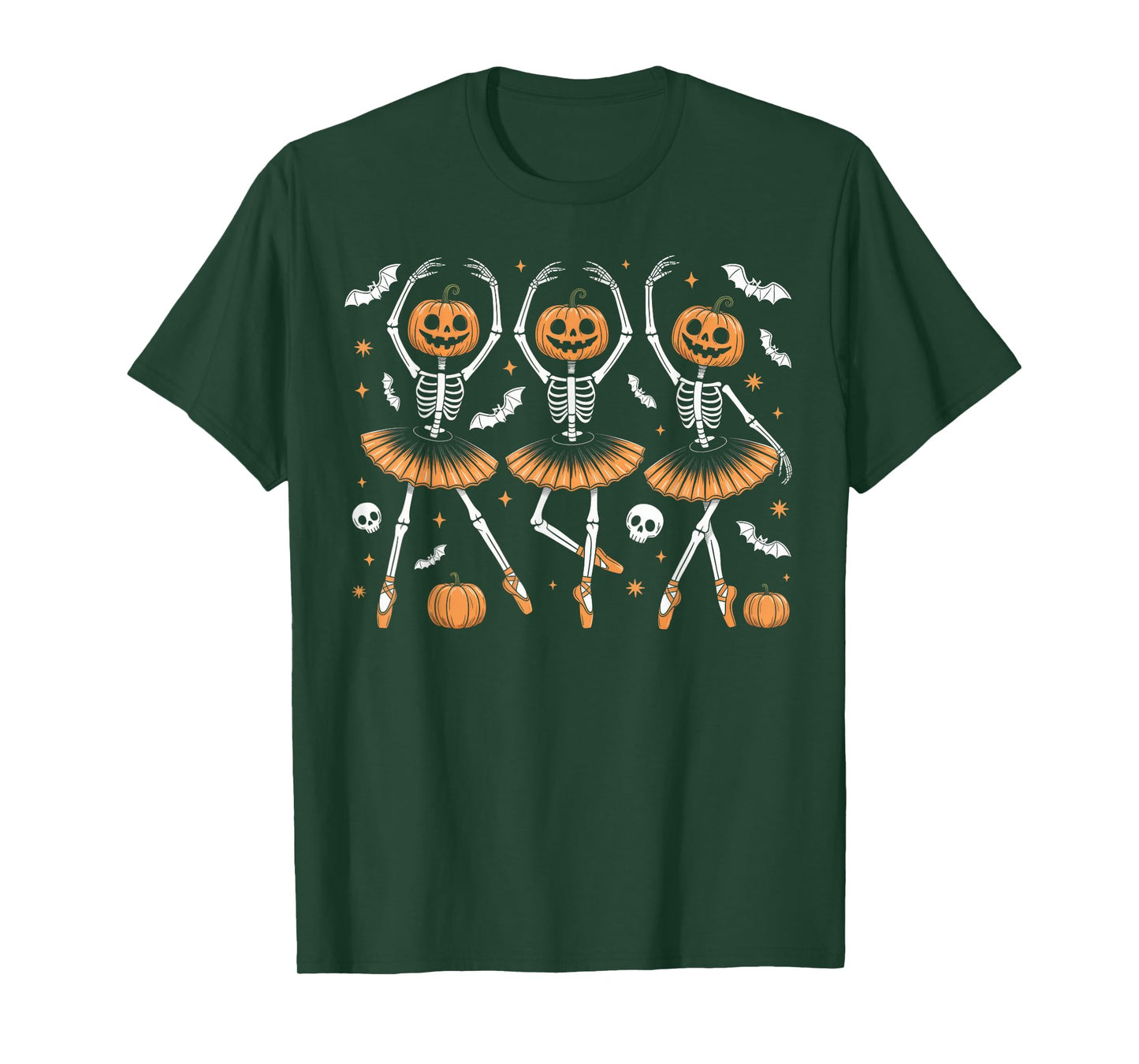 Ballet Pumpkin Skeleton Scary Halloween Men Women Boys Girl T-Shirt