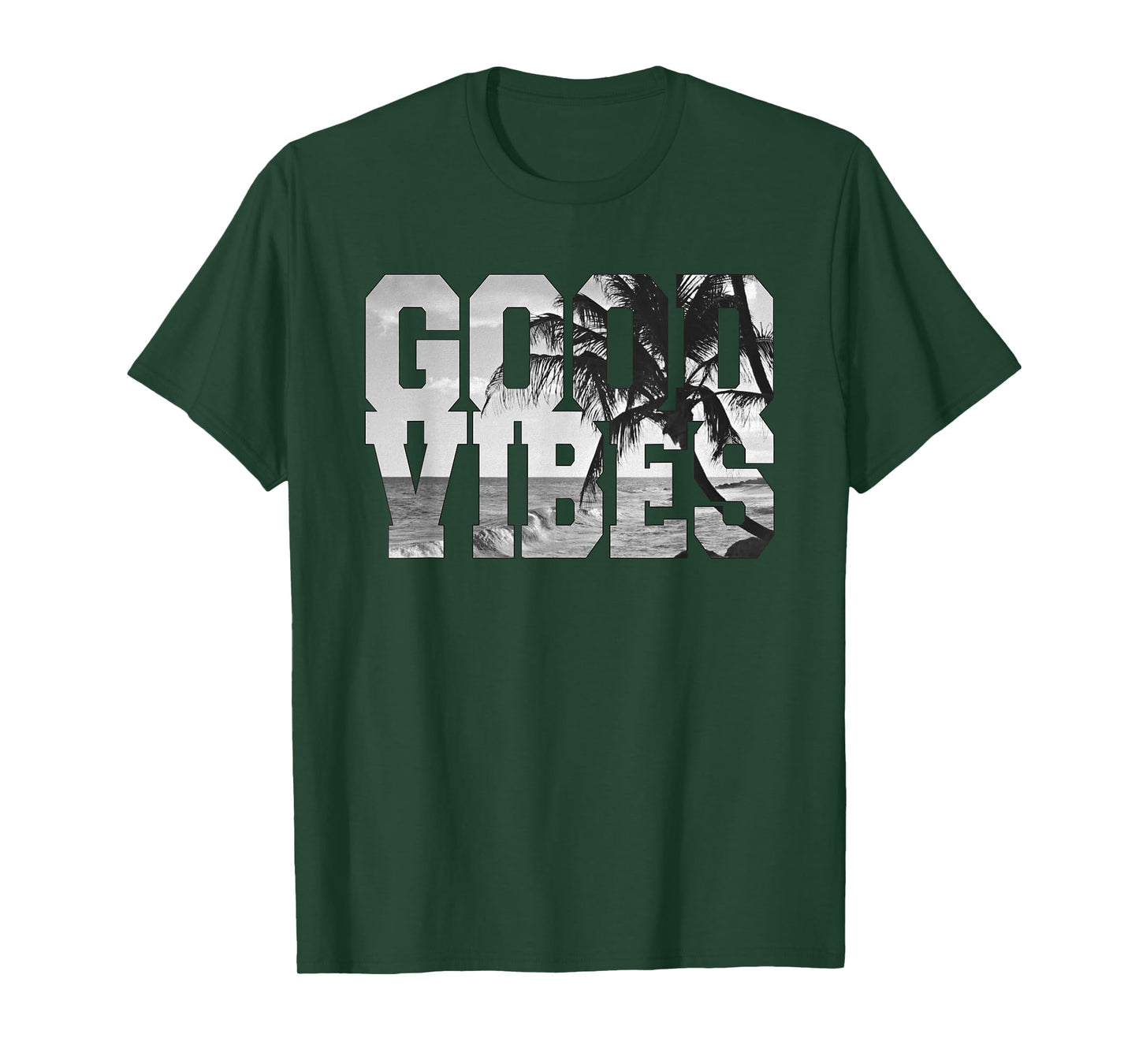 Good Vibes Beach T Shirt - Ocean - Summer - Palm Trees