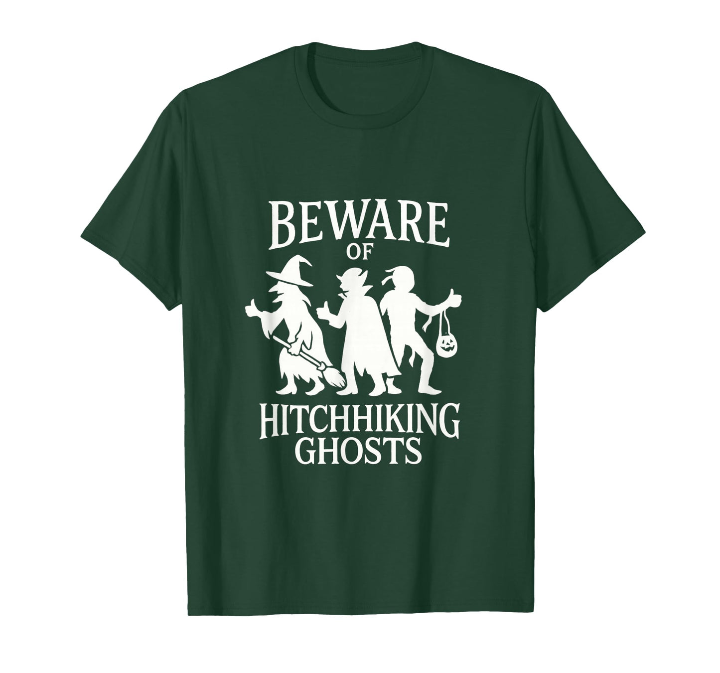 Beware of Hitchhiking Ghosts Vintage Spooky Season Design T-Shirt