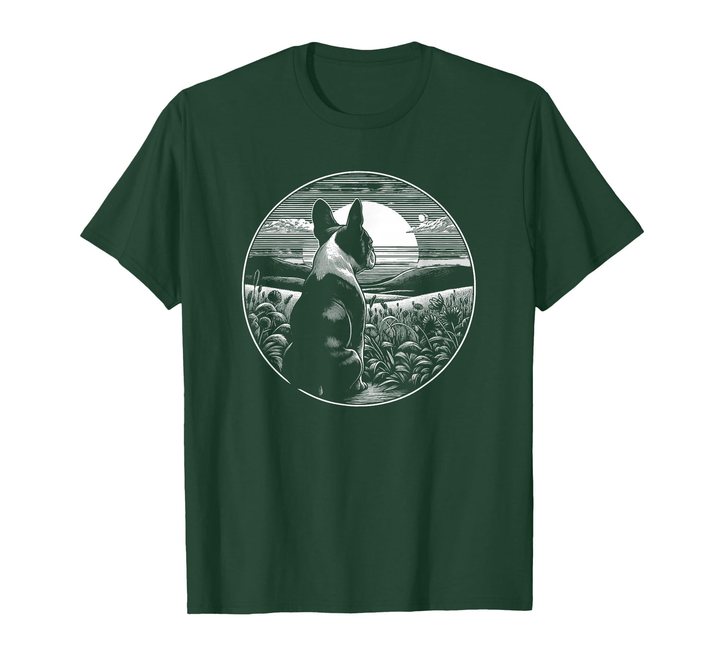 Boston Terrier Dog Nature Scene Graphic Art Design T-Shirt