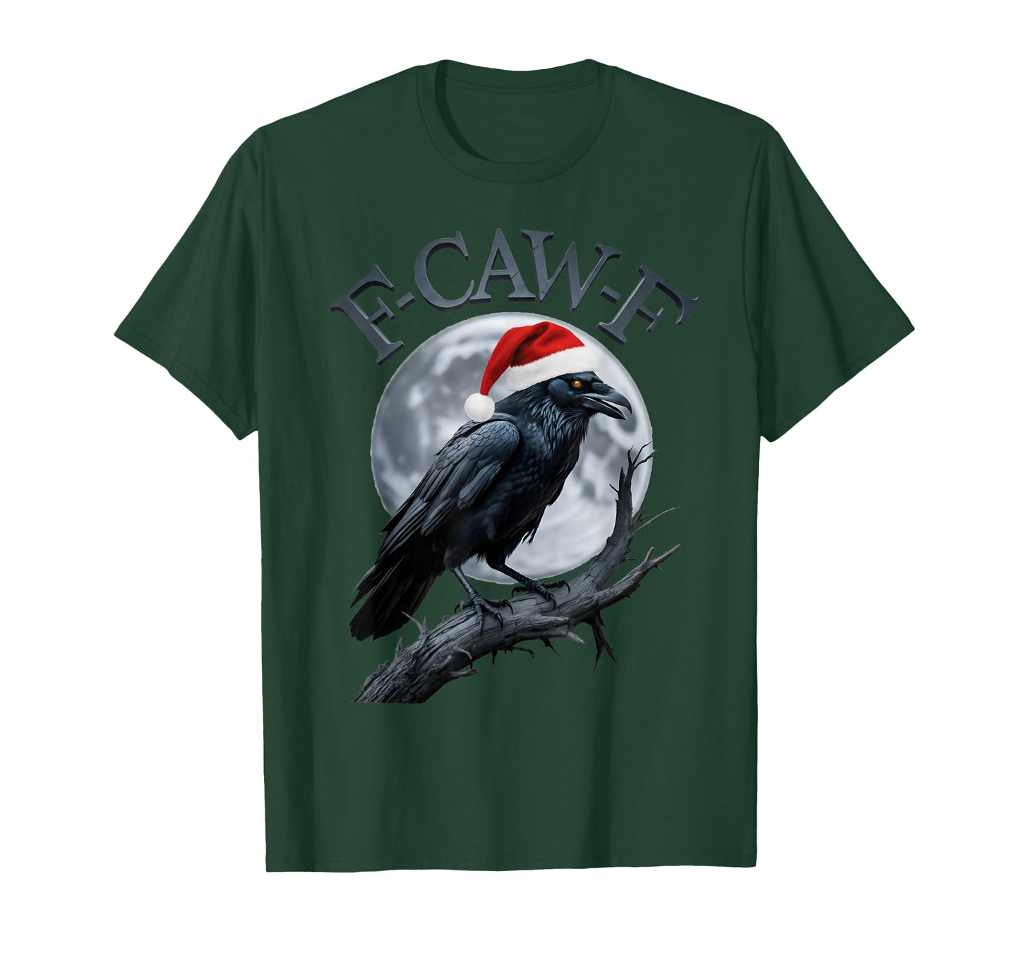 Funny Crow F-CAW-F Black Bird Gothic Christmas Santa Hat T-Shirt