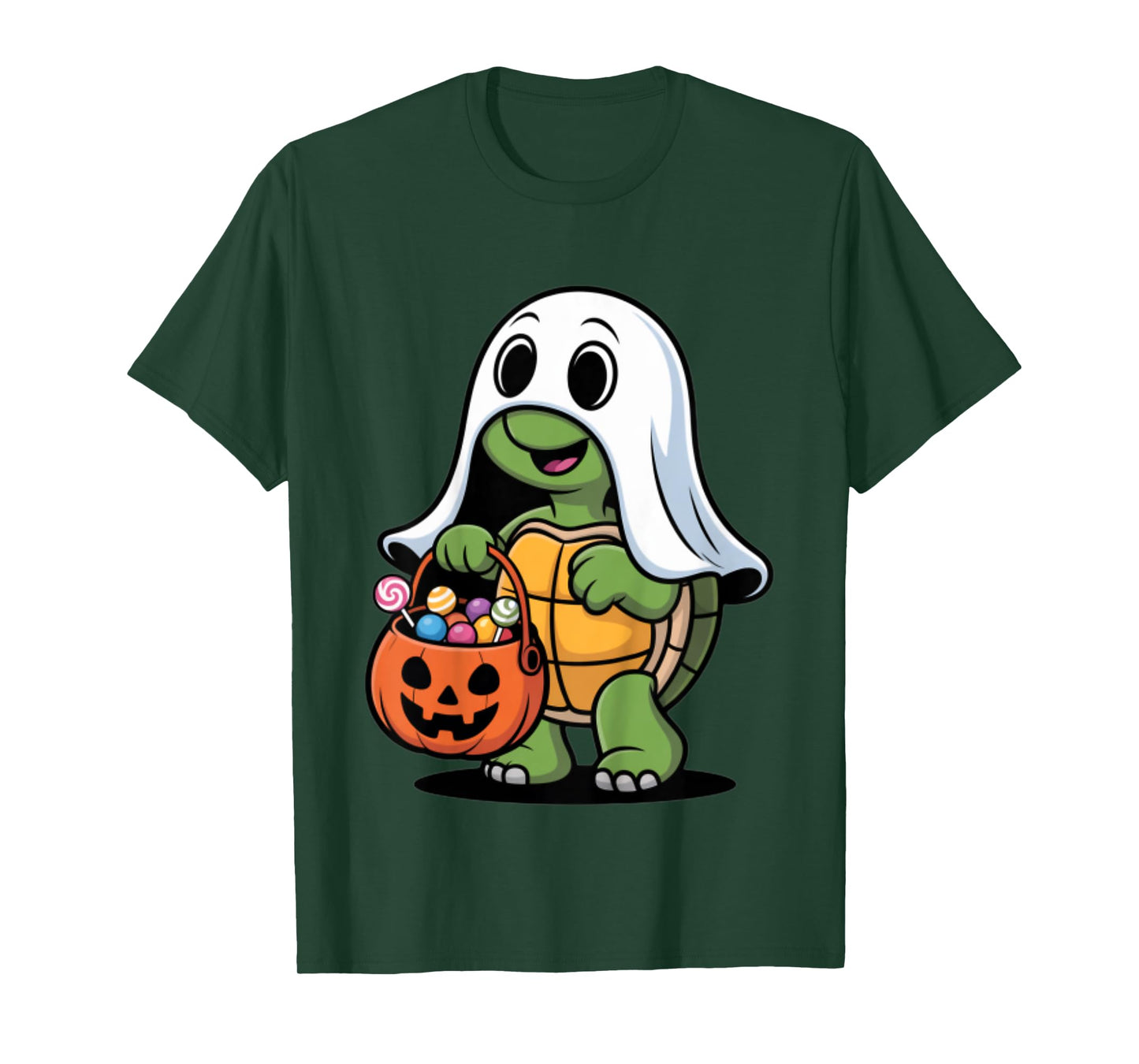 Cute Ghost Turtle with Candy Funny Halloween T-Shirt