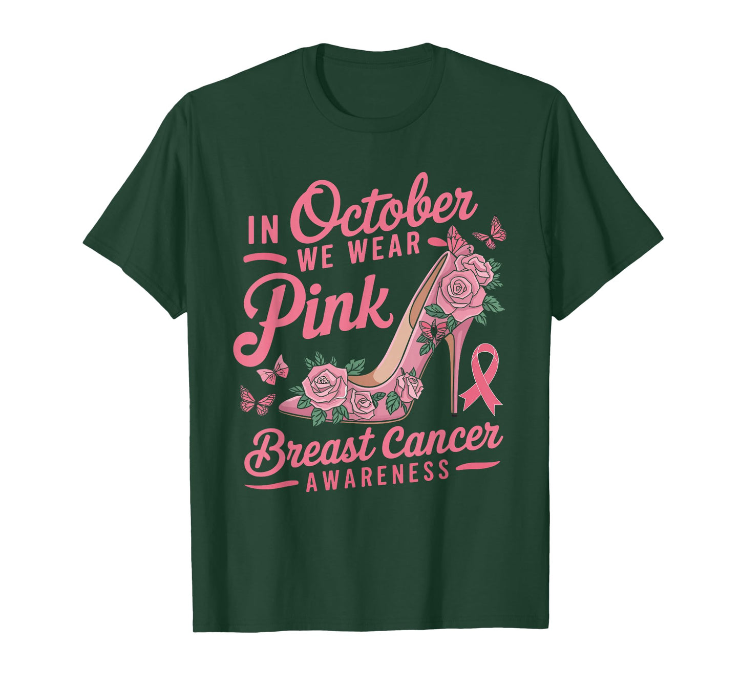 We Wear Pink October Women Shoes Breast Cancer Awareness T-Shirt