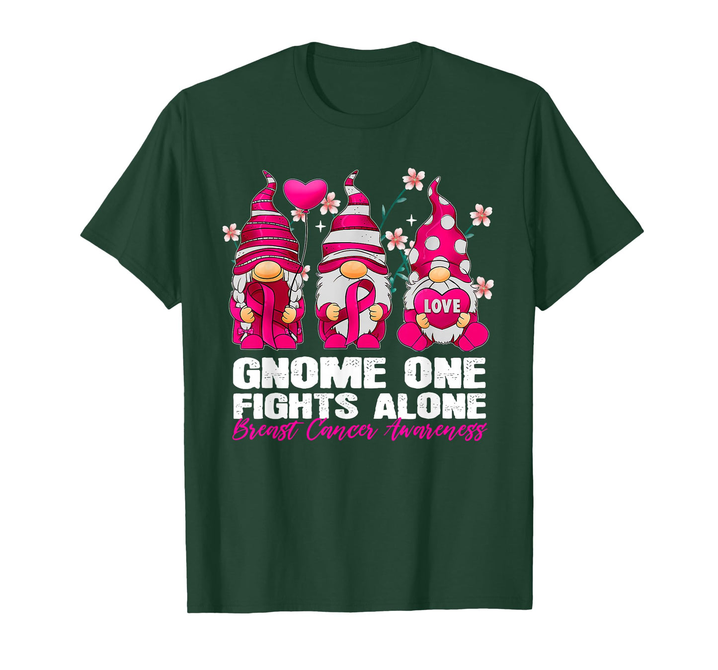 Gnome One Fight Alone Breast Cancer Awareness Gnome T-Shirt