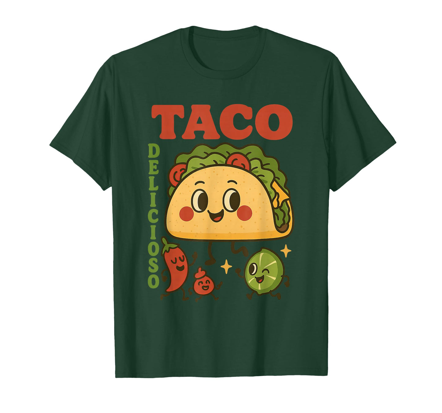 Cute Taco Delicioso Mexican Food Cartoon Funny Fiesta T-Shirt