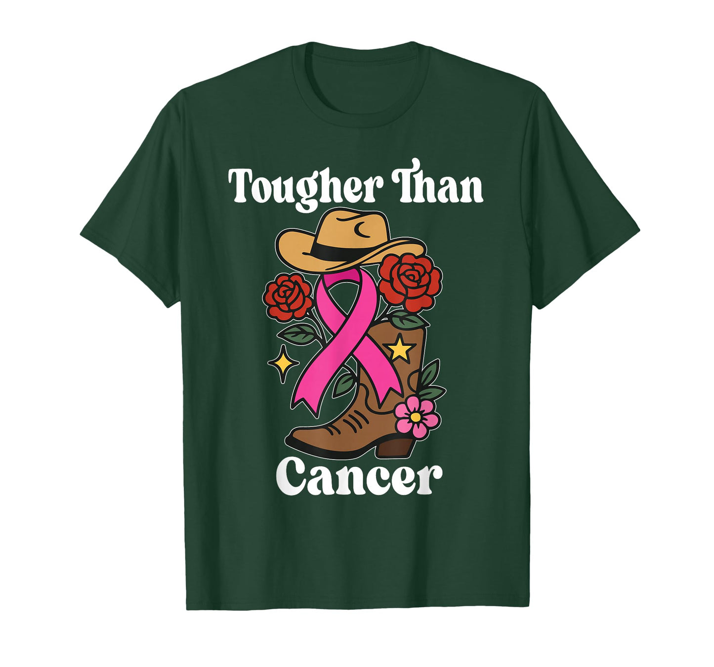 Tougher Than Breast Cancer Awareness Pink Ribbon Cowboy T-Shirt