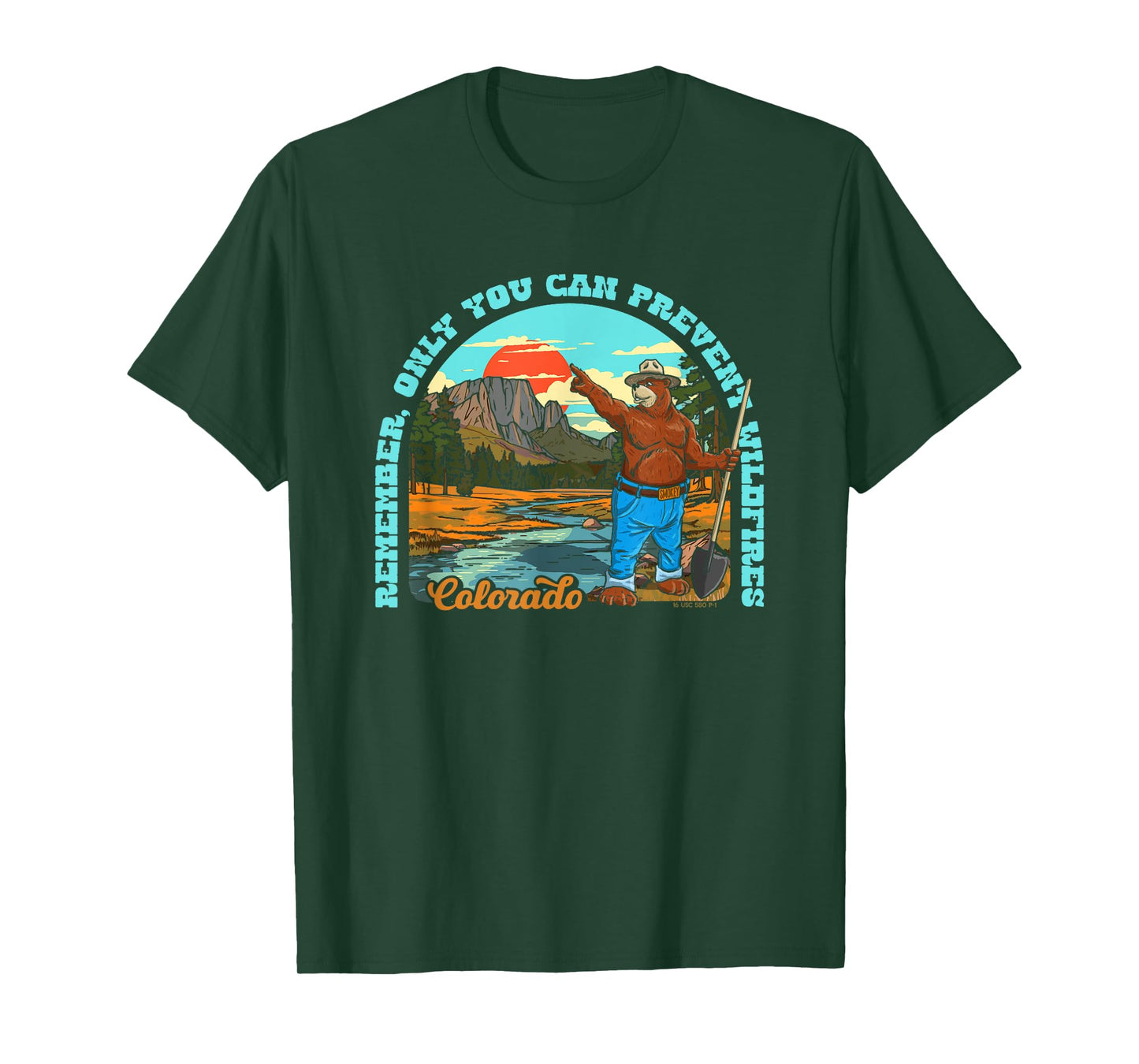 Only You Can Prevent Wildfires Smokey Bear Colorado Mountain T-Shirt