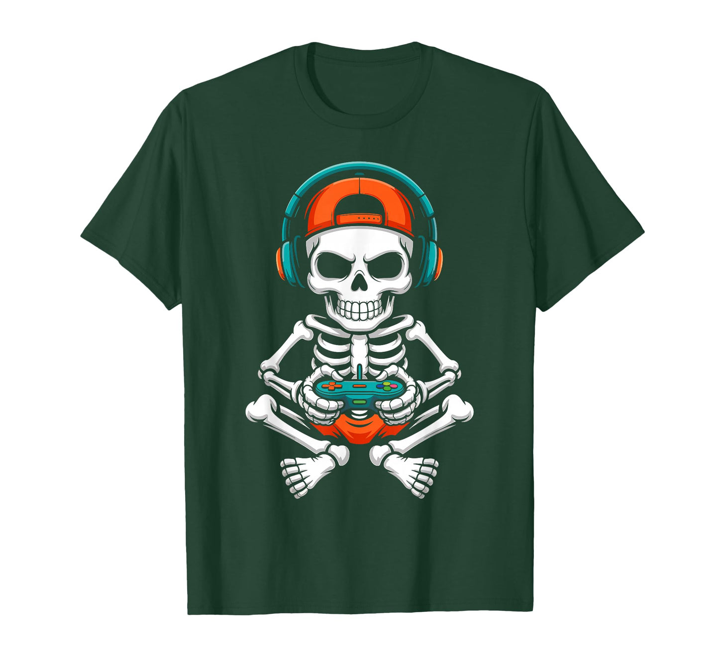Halloween Skeleton Gamer Video Gaming Boys Men Kids T-Shirt