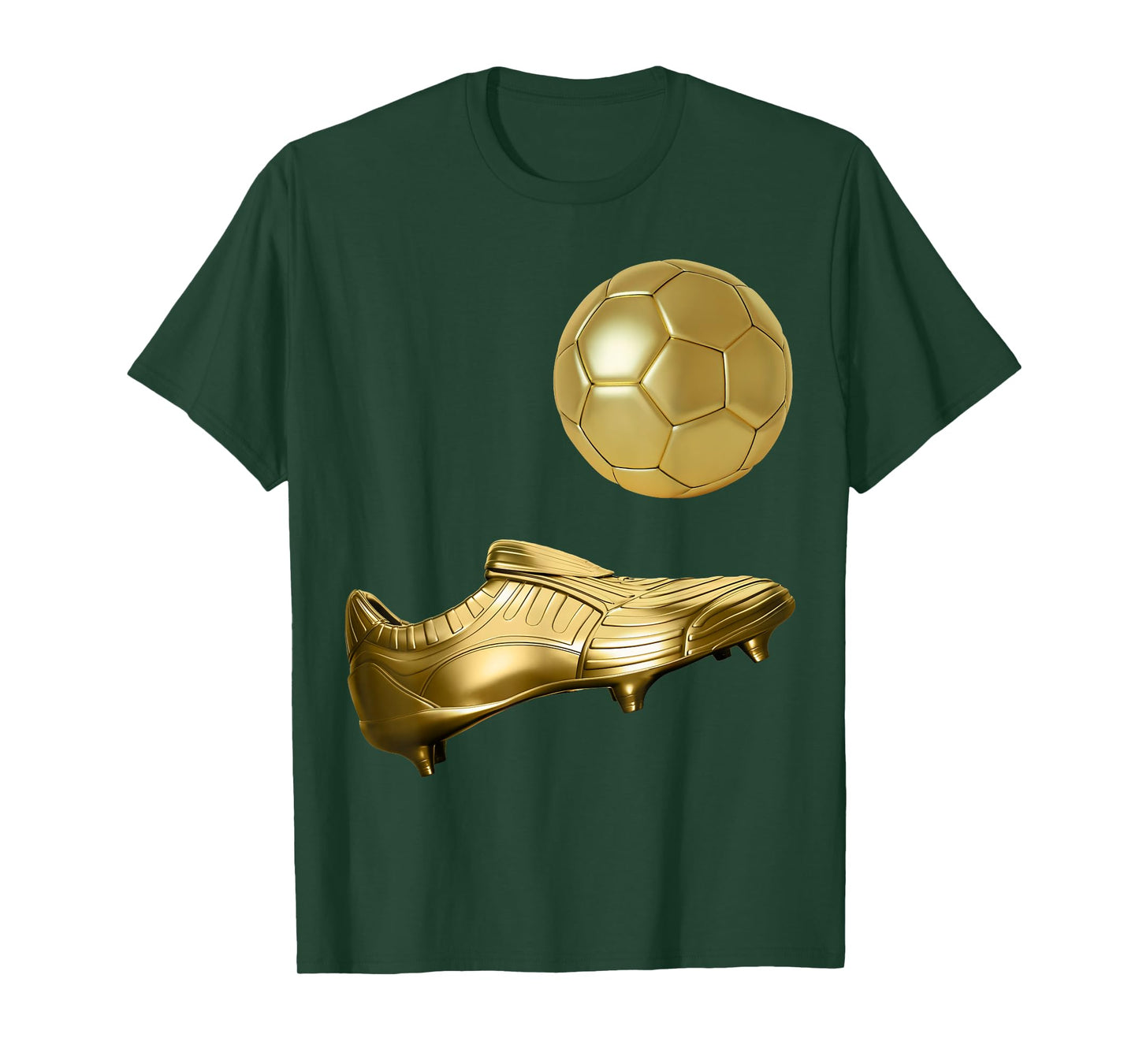 Golden Soccer Ball, Golden Boot Style Soccer Player Soccer T-Shirt, Small, Black