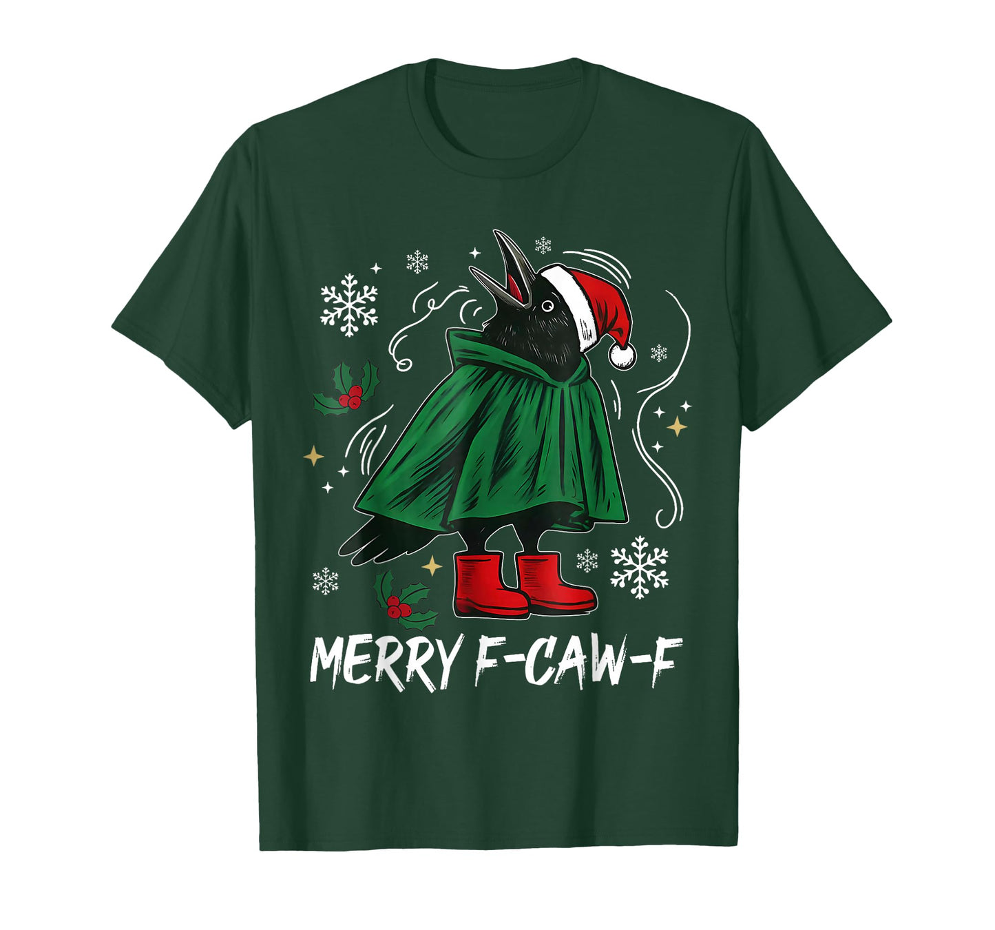 Merry F-Caw-F Funny F Caw F Crow Elf Xmas Christmas Pajamas T-Shirt