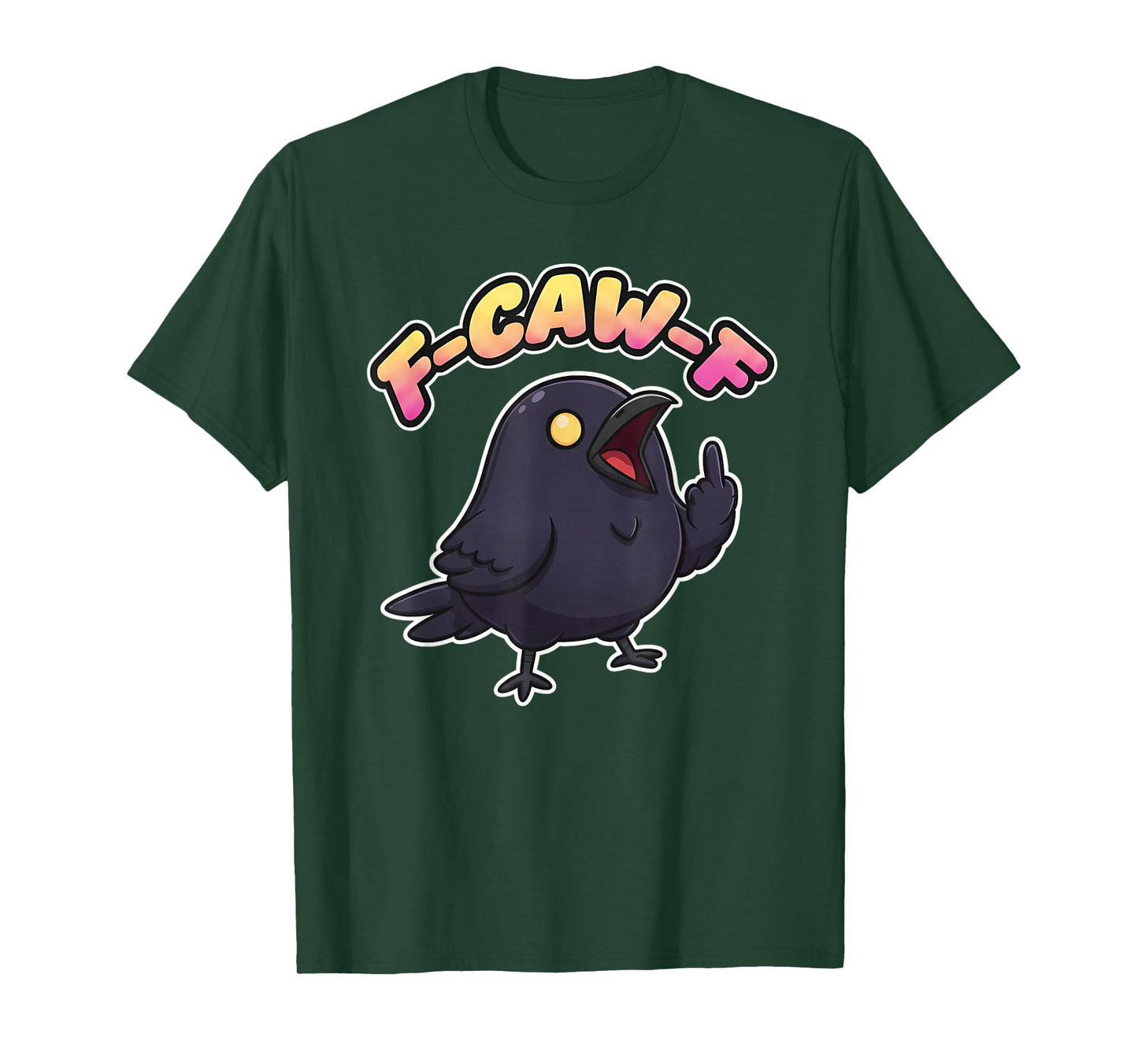 F CAW F Raven Crow Adult Hangout Humor Party Middle Finger T-Shirt