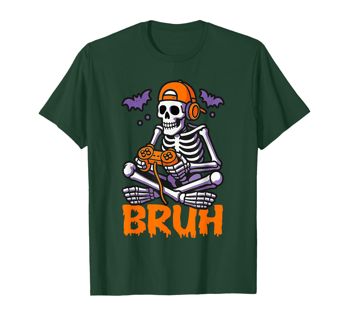 Bruh Halloween Gamer Men Boys Kids Skeleton Video Gaming T-Shirt
