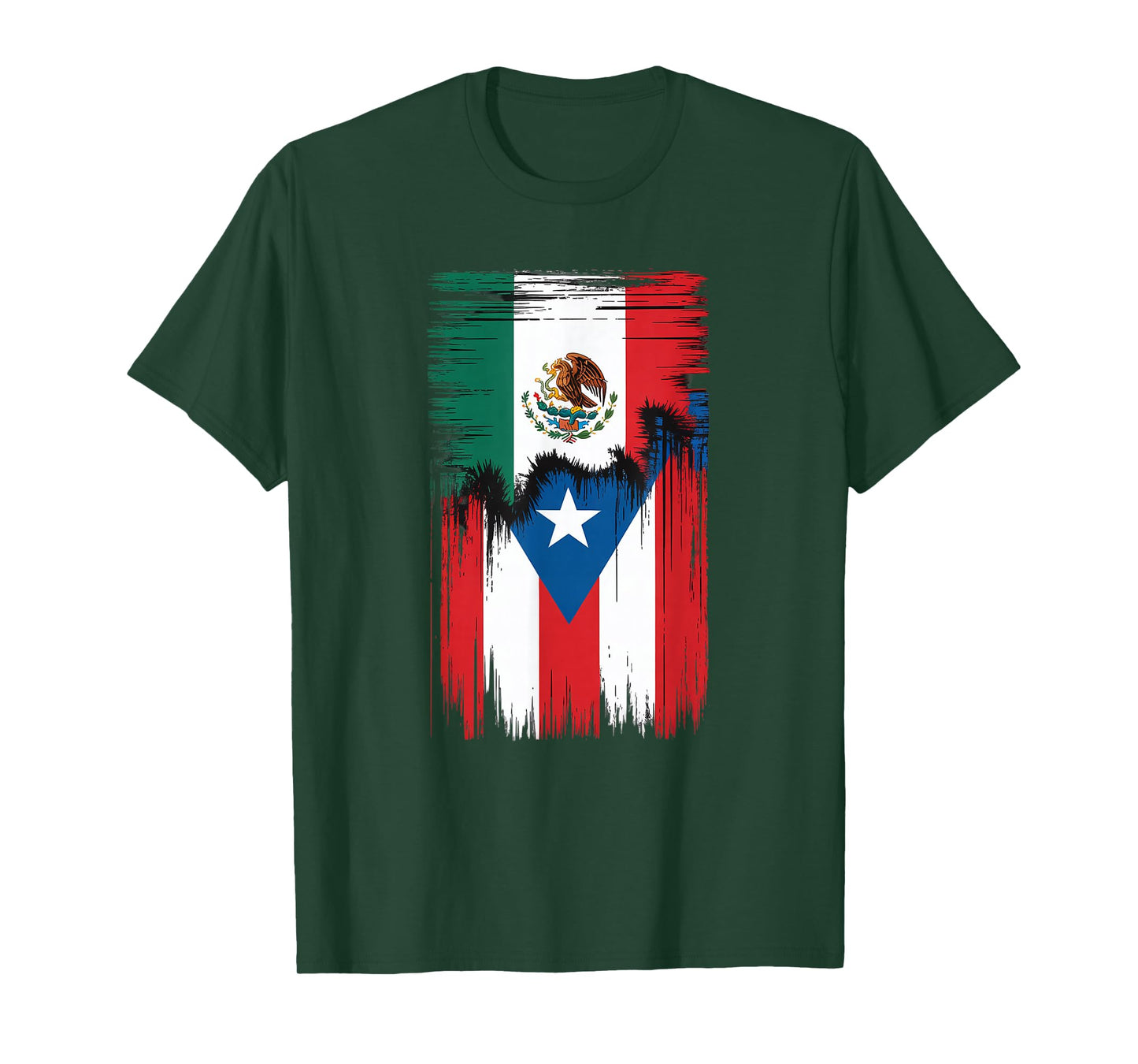 Mexico Puerto Rico Flag Mashup Latino Heritage Apparel T-Shirt