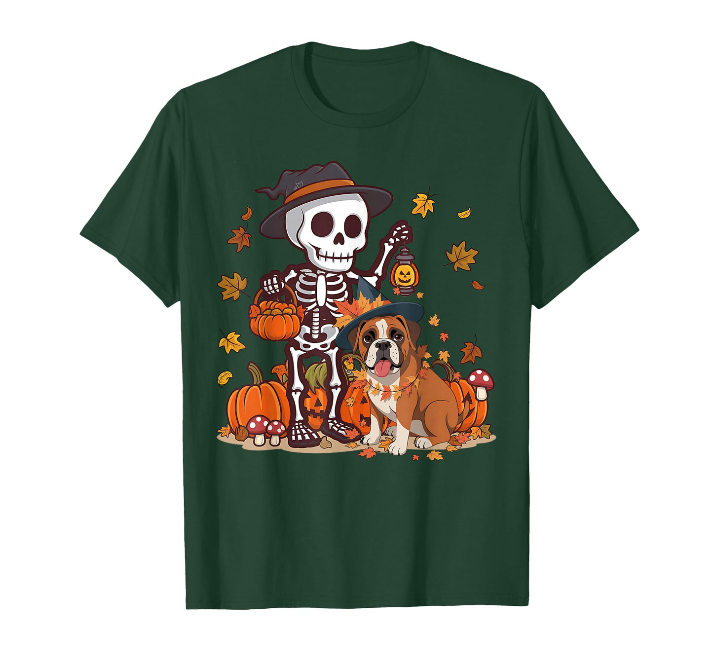 Funny Boxer Skeleton Spooky Dog Lover Men Women Halloween T-Shirt