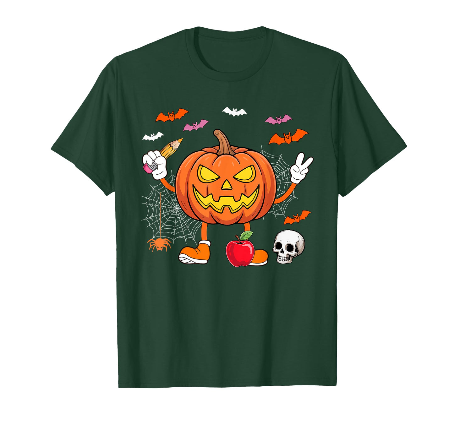 Teacher Job Horror Carved Pumpkin Halloween Costume Team T-Shirt