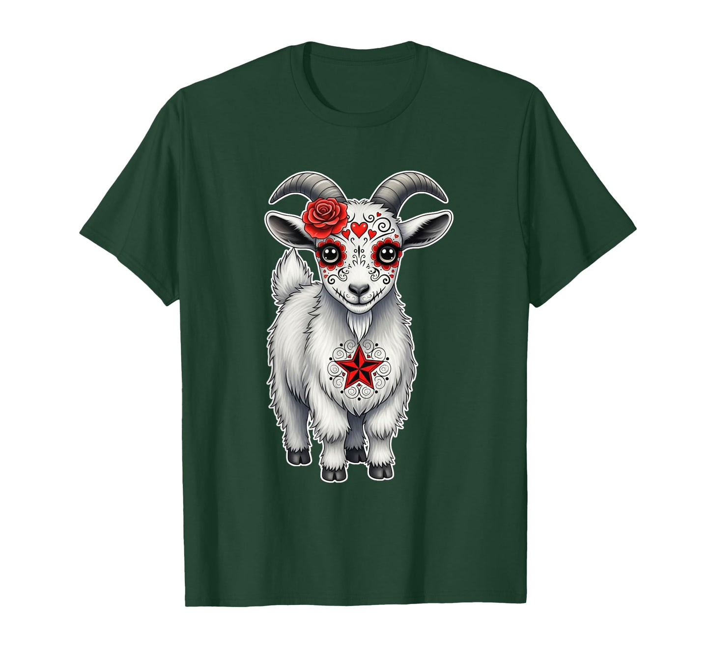 Sugar Skull Goat Halloween Graphic T-Shirt