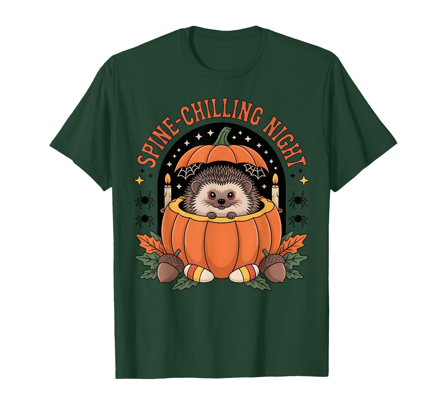 Spine-Chilling Night Cute Pumpkin Hedgehog Halloween Outfit T-Shirt