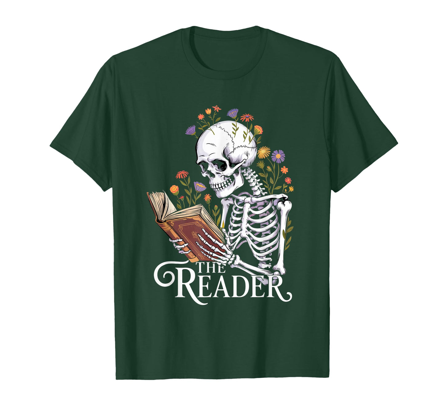 Tarot Card The Reader Skeleton Reading Book Bookworm Bookish T-Shirt