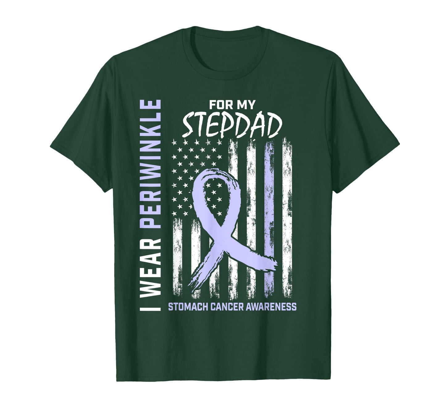 Wear Periwinkle For My Stepdad Stomach Cancer Awareness Flag T-Shirt