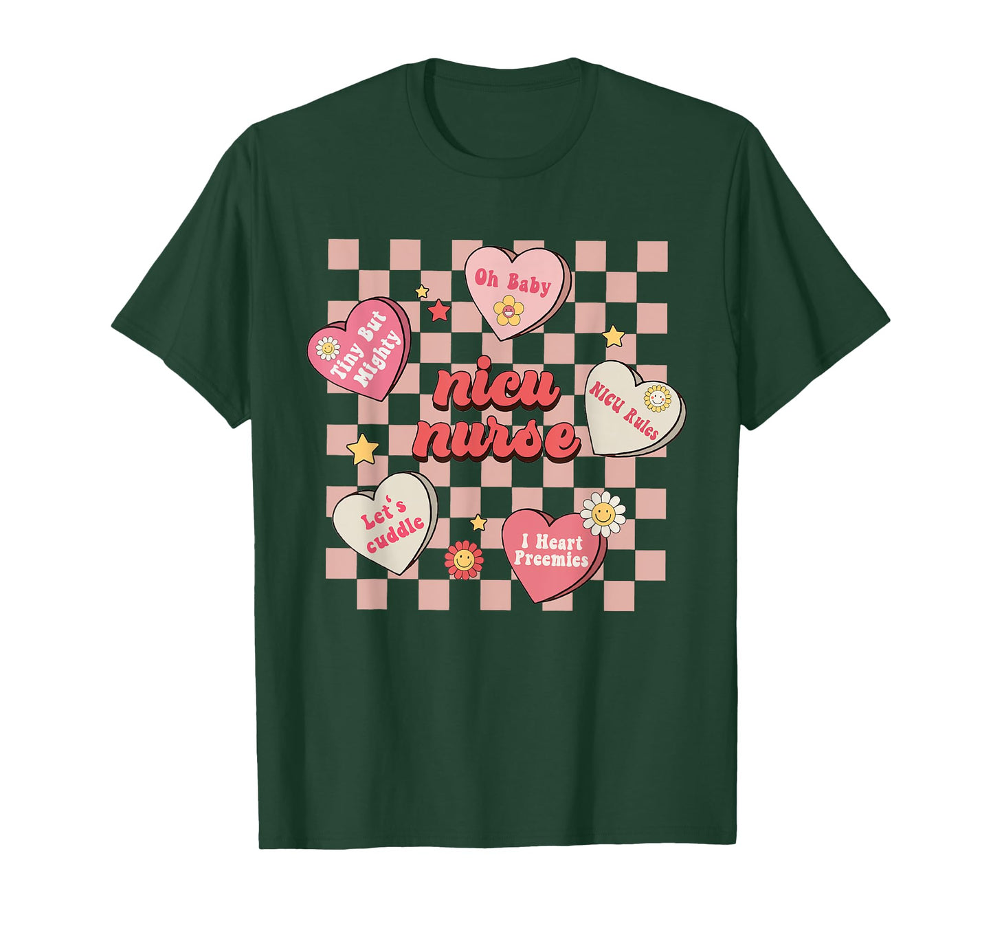 Retro NICU Nurse Conversation Hearts Candy Valentine's Day T-Shirt