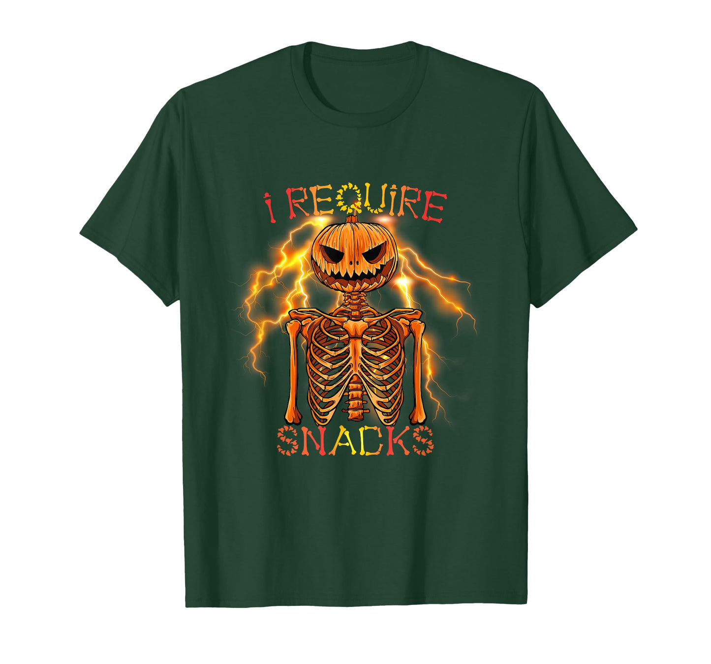 I Require Snacks Pumpkin Skeleton Halloween Humor T-Shirt