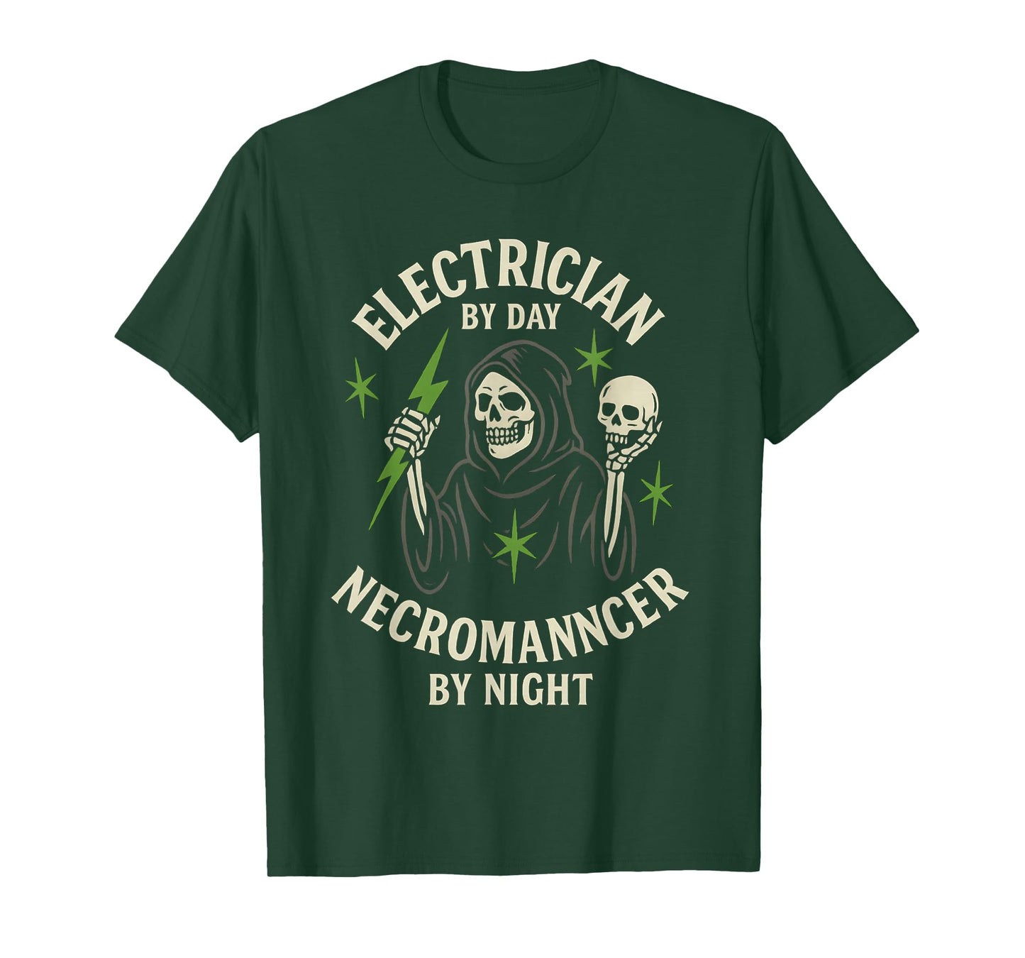 Electrician by Day Necromancer by Night Halloween T-Shirt