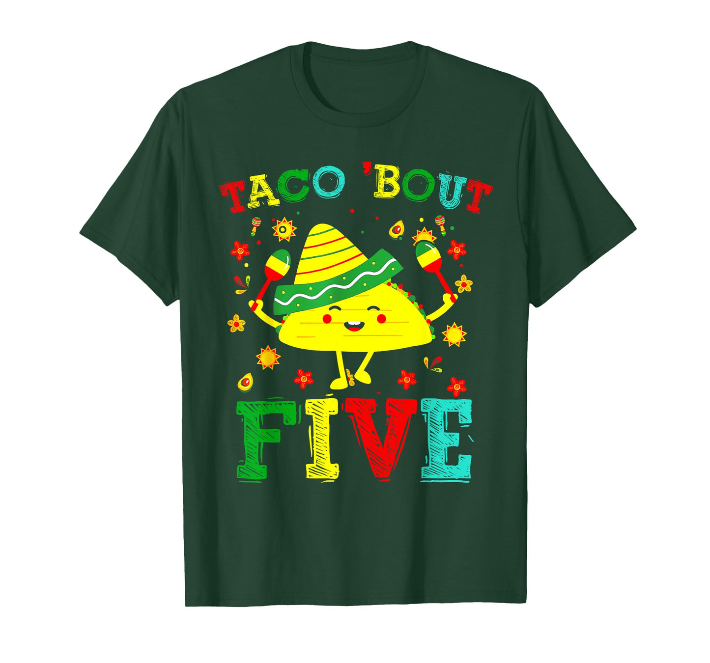 Taco 5th Birthday Outfit Taco 'bout Five Mexican Fiesta T-Shirt