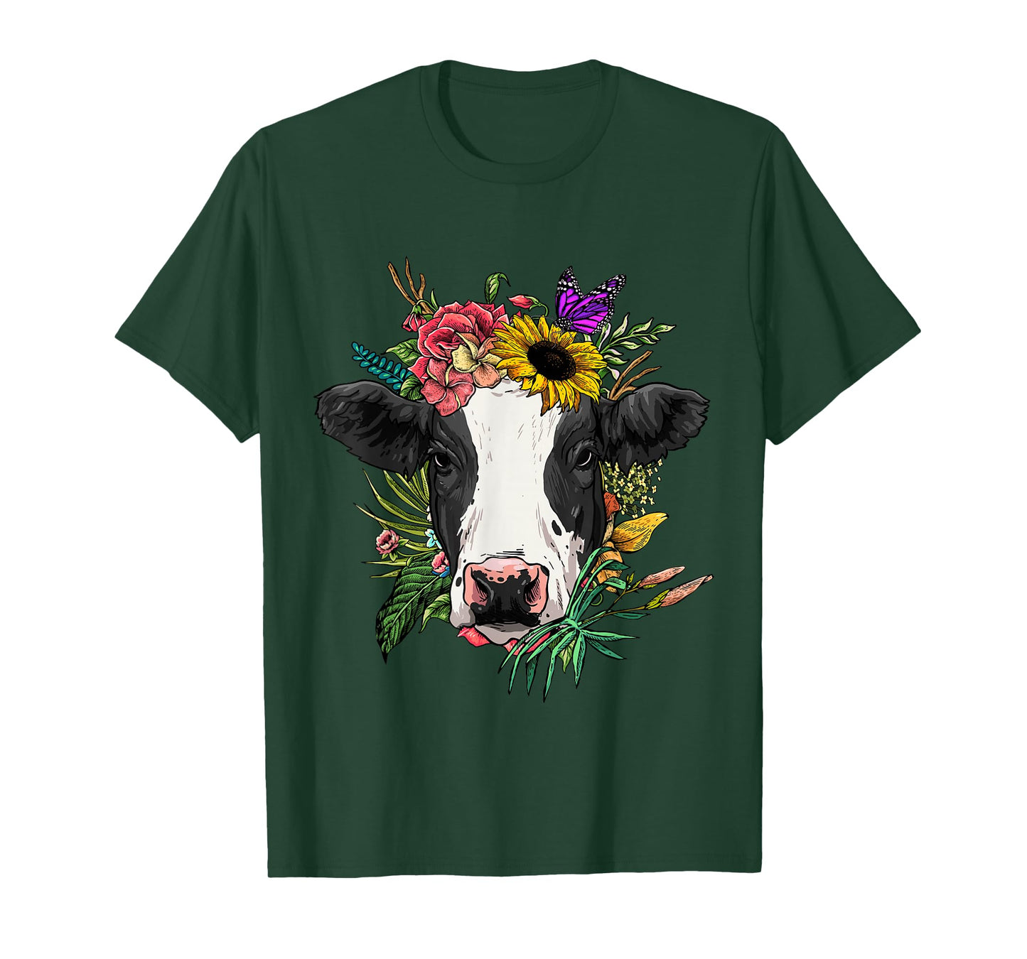 Floral Cow Head Spring Nature Lovers Farmer T-Shirt