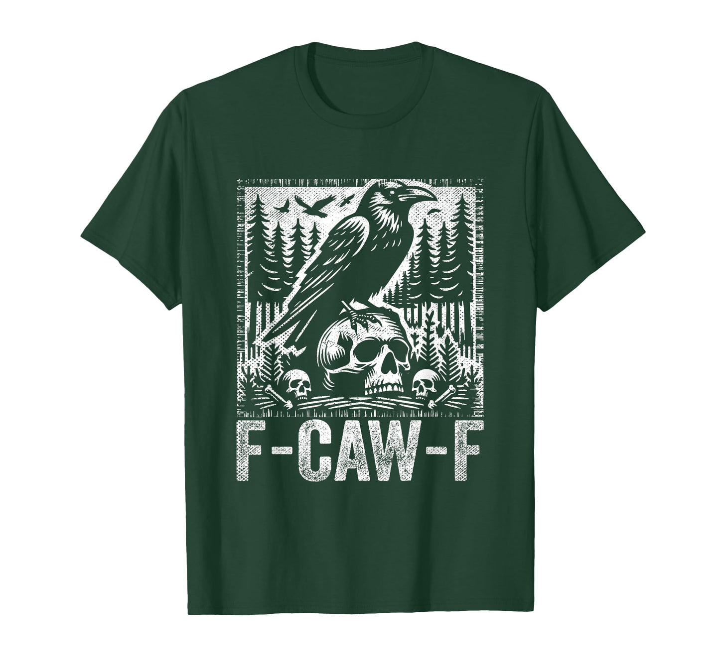 F-Caw-F Crow Vintage Gothic Skull Funny Sarcastic Black Bird T-Shirt