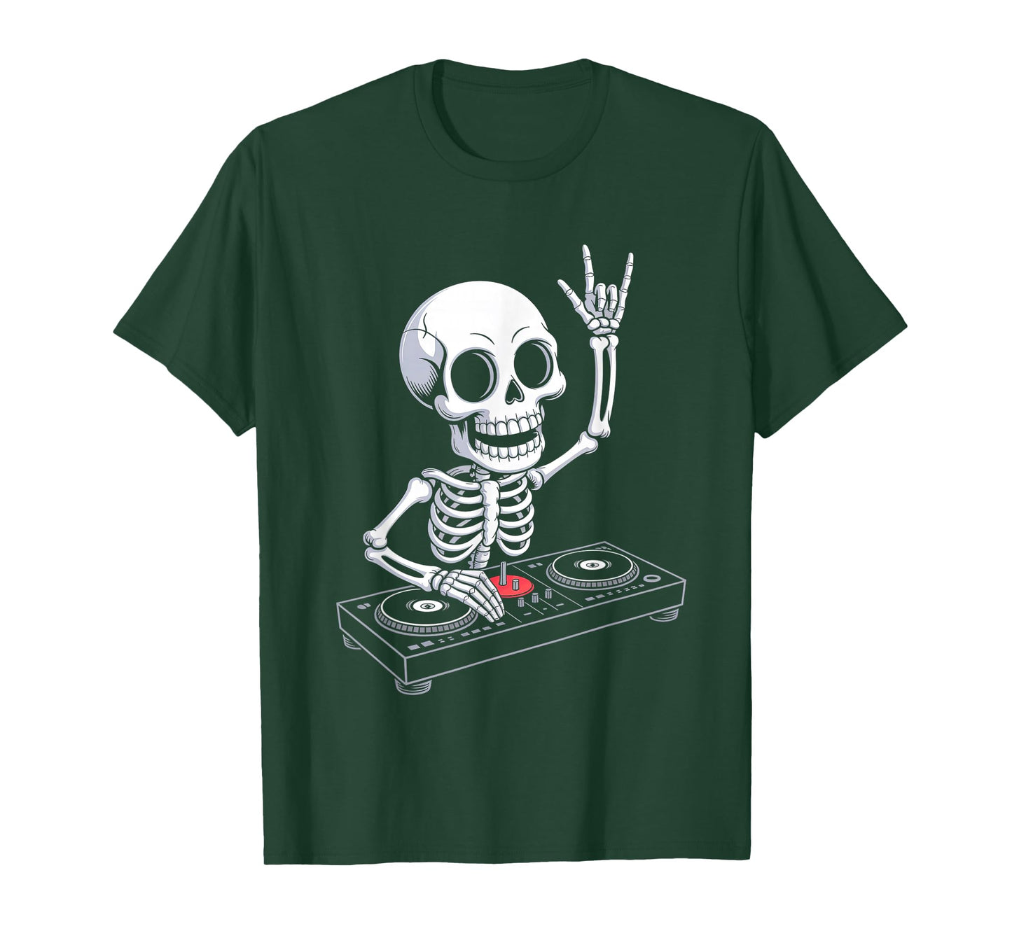 Skeleton DJ on Turntables EDM Synthesizer Rave Music Ghost T-Shirt