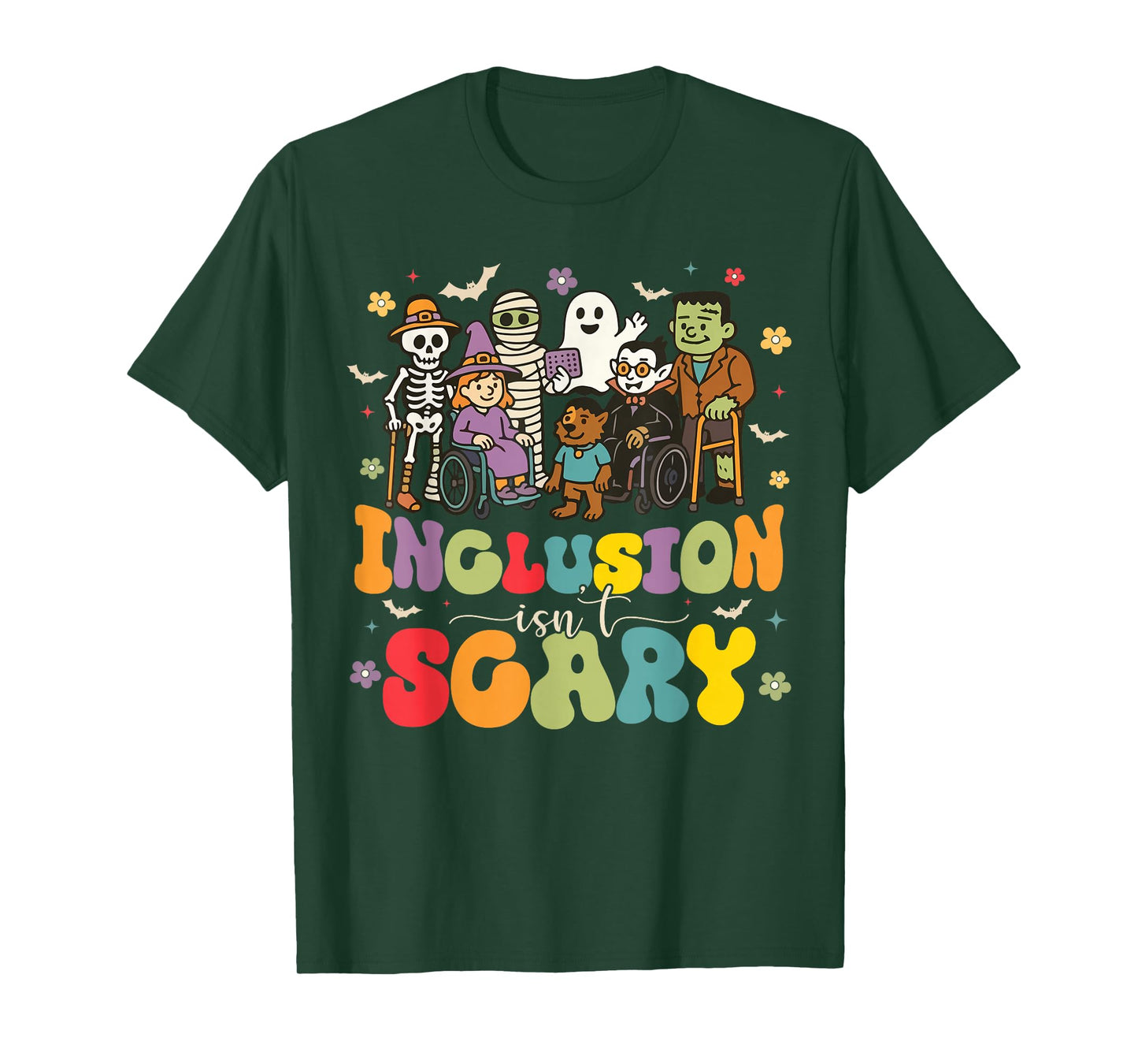 Inclusion Isn't Scary Ghost Skeleton Halloween Sped Teacher T-Shirt