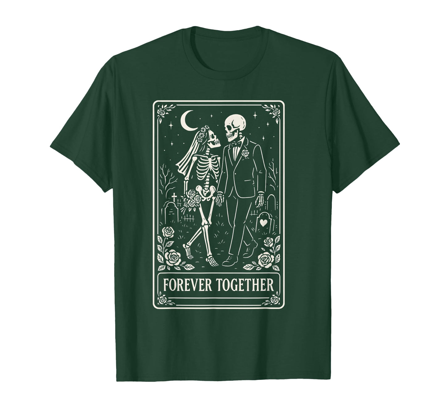 Forever Together Skeleton Tarot Couples Gothic Anniversary T-Shirt