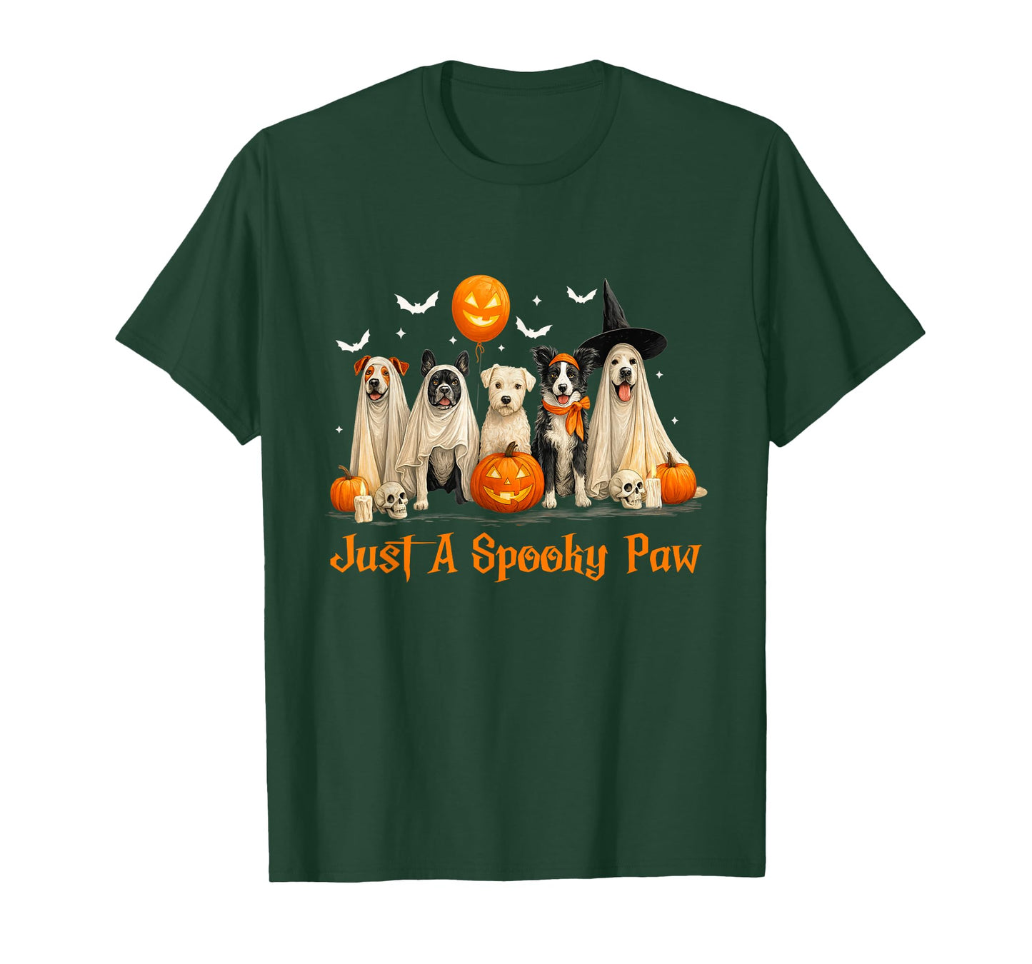 Just A Spooky Paw Retro Halloween Dog Lover Trick Or Treat T-Shirt