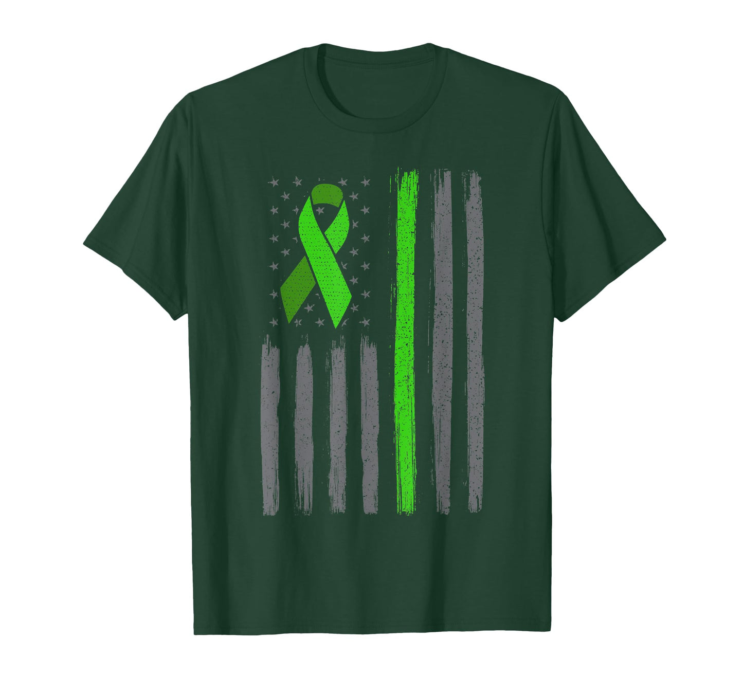 Lime green ribbon flag non hodgkin lymphoma cancer awareness T-Shirt