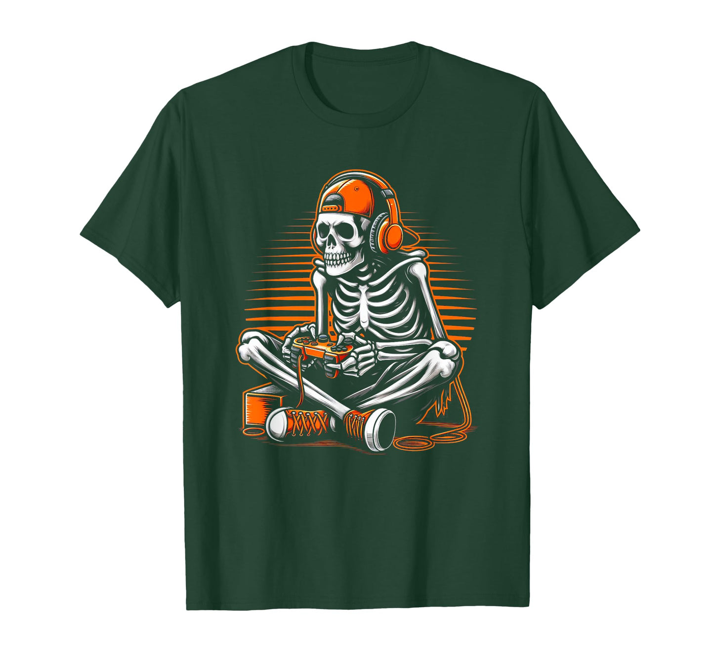 Retro Halloween Skeleton Gamer Video Gaming Boys Men Kids T-Shirt