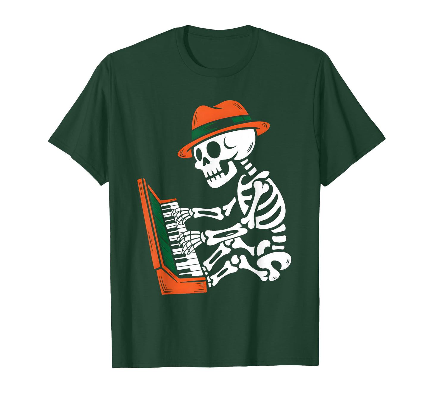 Skeleton Playing Piano Halloween Costume for Men Boys Kid T-Shirt