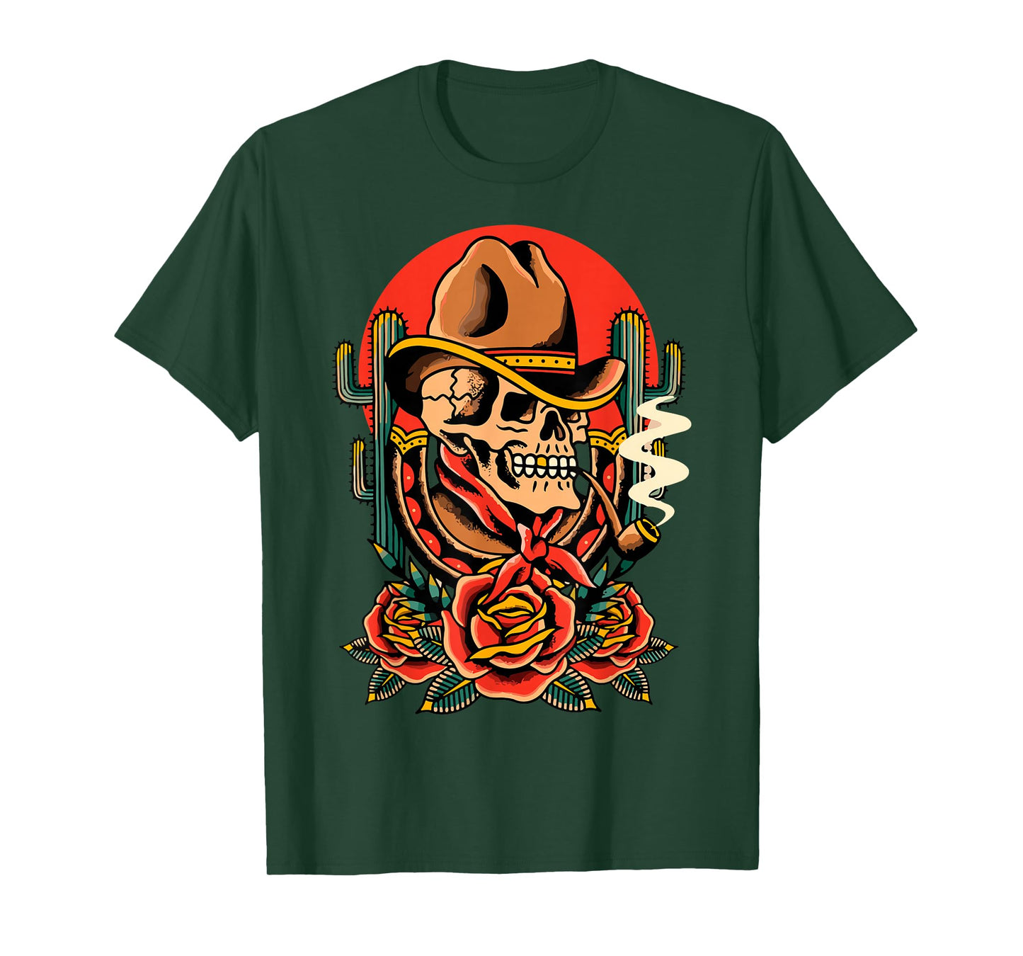 Cowboy Skeleton American Traditional Old School Tattoo Ink T-Shirt