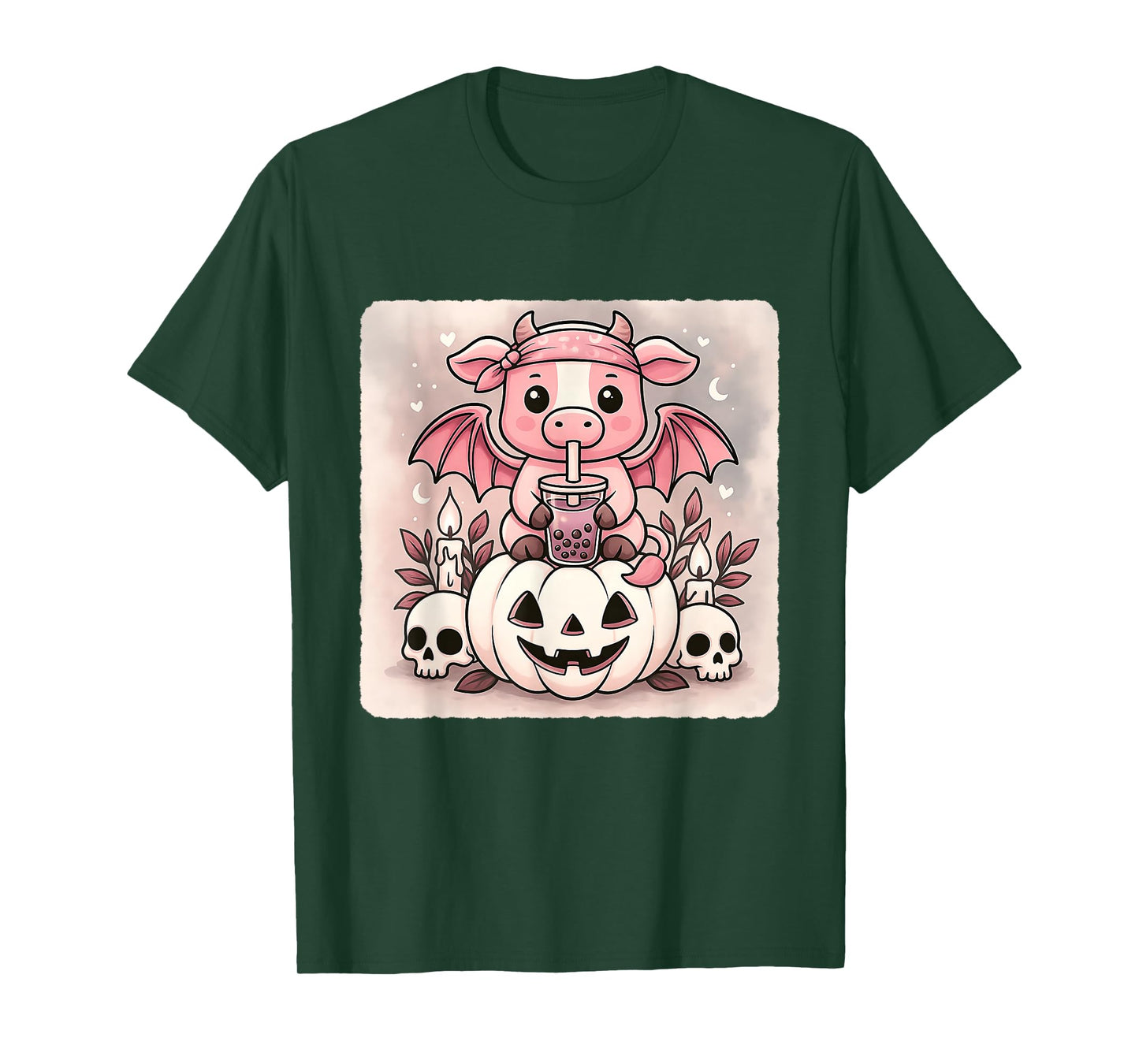 Cow Bat Kawaii Pastel Goth Creepy Cute Skeleton T-Shirt